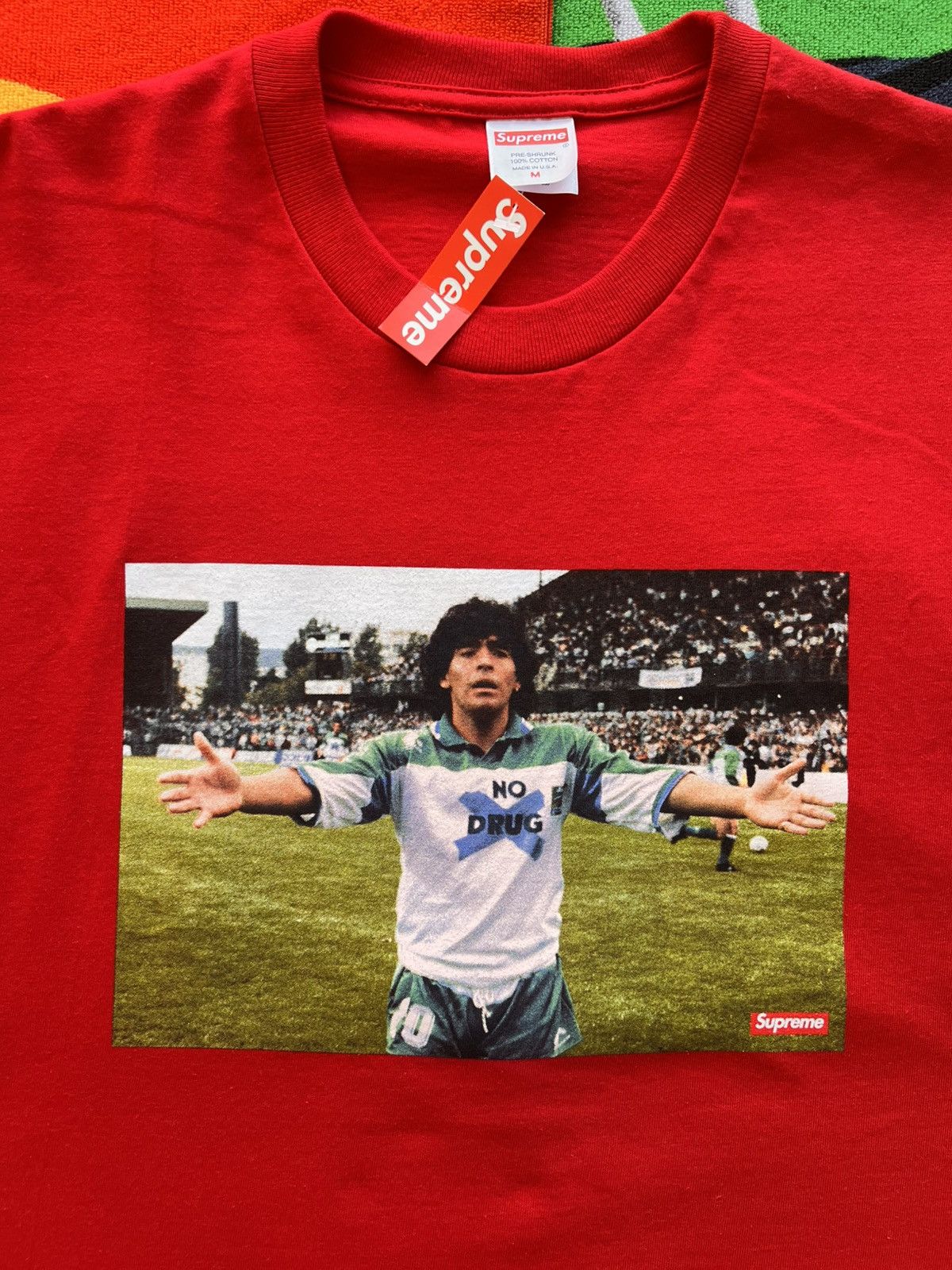 Supreme M Supreme Maradona Tee Red T-shirt football diego drugs new Size US M / EU 48-50 / 2 - 21 Thumbnail