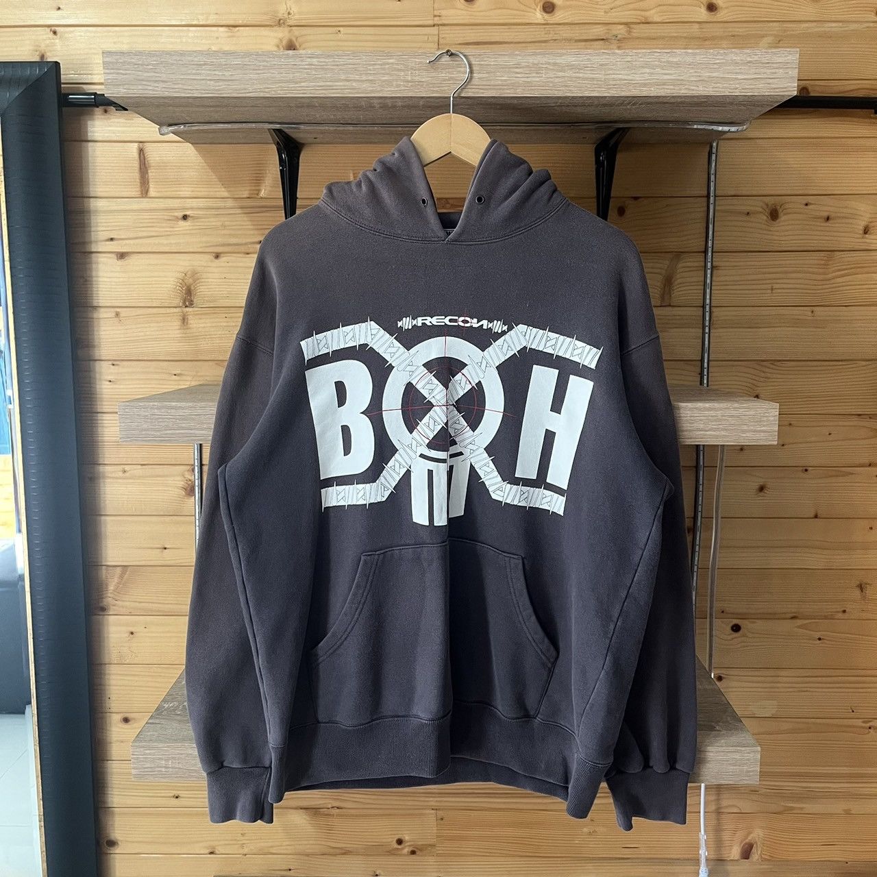 image of Vintage Bounty Hunter Recon Futura Faded Hoodie in Black, Men's (Size Large)