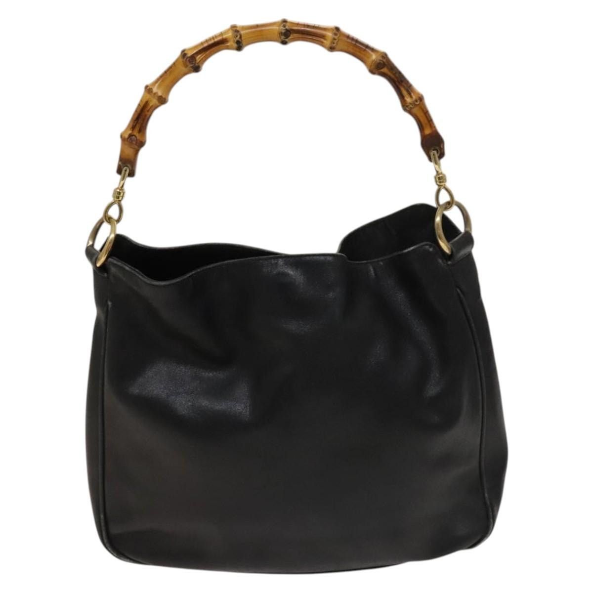 Gucci GUCCI Bamboo Handbag Leather Black Gold 001 3754 001 3754 Size ONE SIZE - 2 Thumbnail