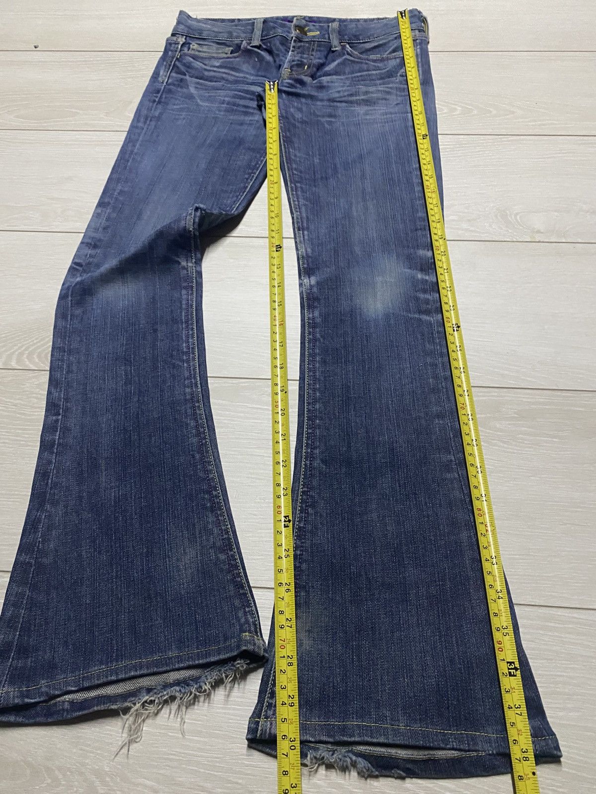 SLY Vintage Sly Blue Wash Distressed Flare Jeans Size US 28 / EU 44 - 13 Thumbnail