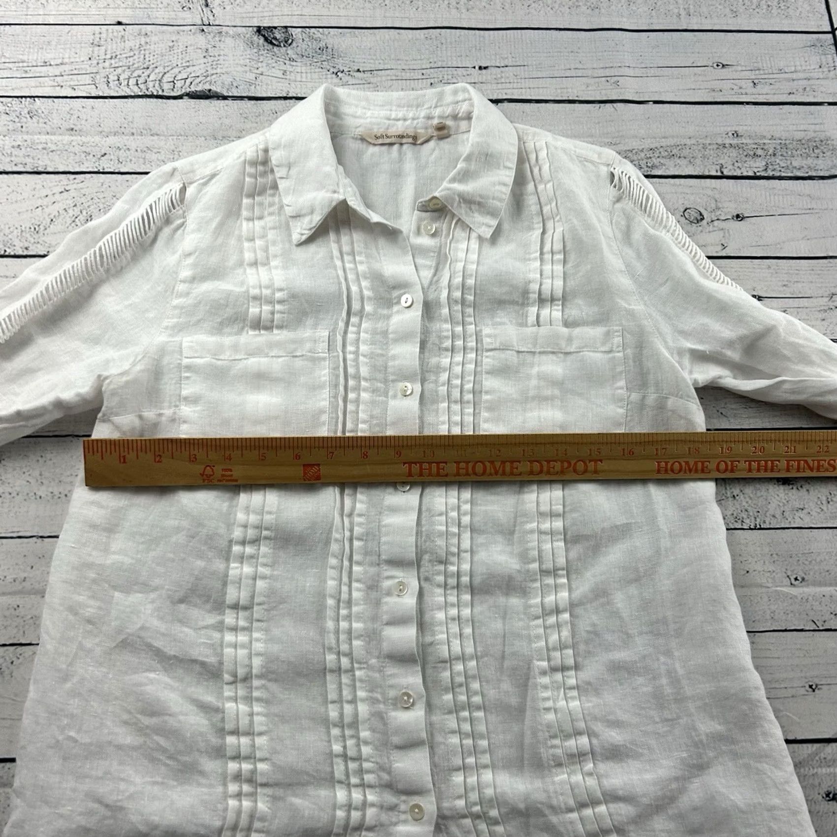 Soft Surroundings Soft Surroundings Shirt Women's Small White Long Sleeve Linen Button-Up Collared Size S / US 4 / IT 40 - 4 Thumbnail