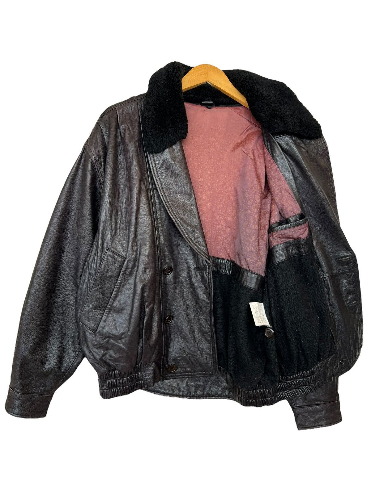 Vintage Vintage Black Shearling Fur Leather Coat Jacket Size US XL / EU 56 / 4 - 6 Thumbnail