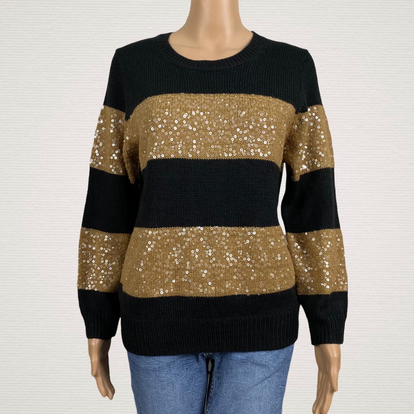 Isaac Mizrahi Isaac Mizrahi Elsie Wool Blend Sequin Stripe Sweater Medium Size M / US 6-8 / IT 42-44 - 1 Thumbnail