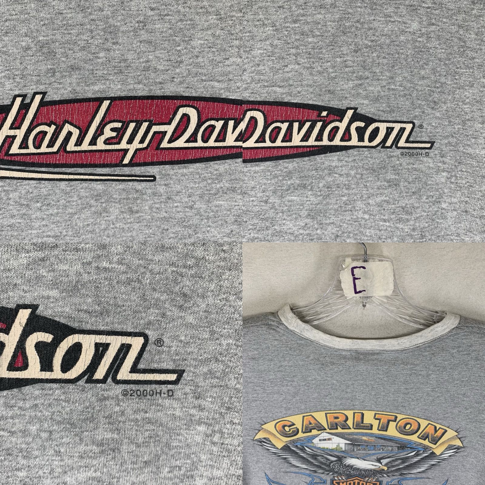 Harley Davidson VINTAGE Harley-Davidson T-Shirt Men Oversized Medium Crew Neck Graphic Logo 90s Eagle Back Gray Size US M / EU 48-50 / 2 - 8 Thumbnail