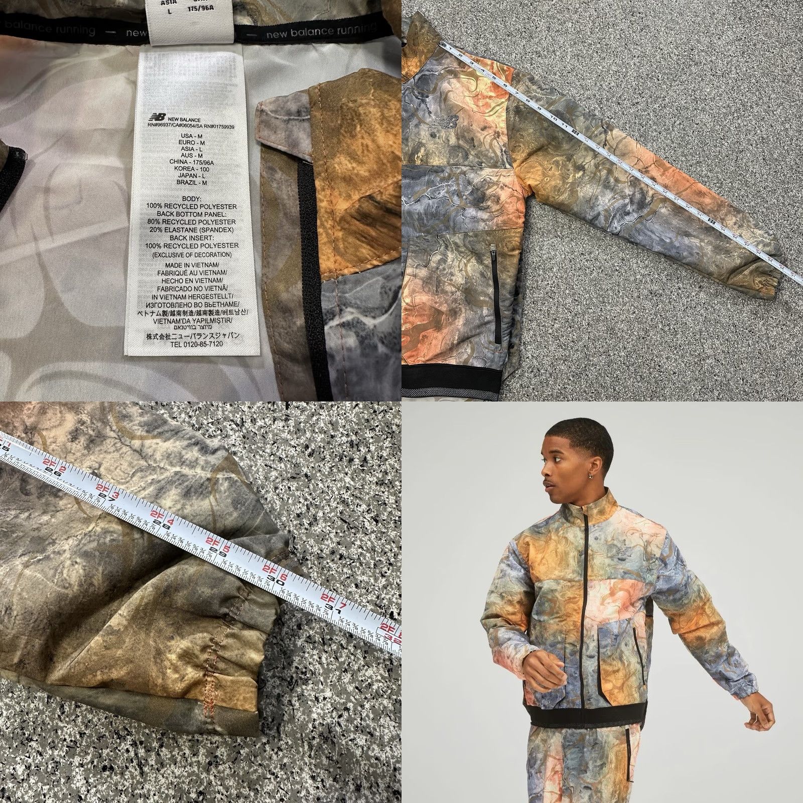 New Balance New Balance Windbreaker Jacket Mens M Wind Water Resistant Zip Short Tie Dye Multicolor Fall Winter Spring Size US M / EU 48-50 / 2 - 8 Thumbnail