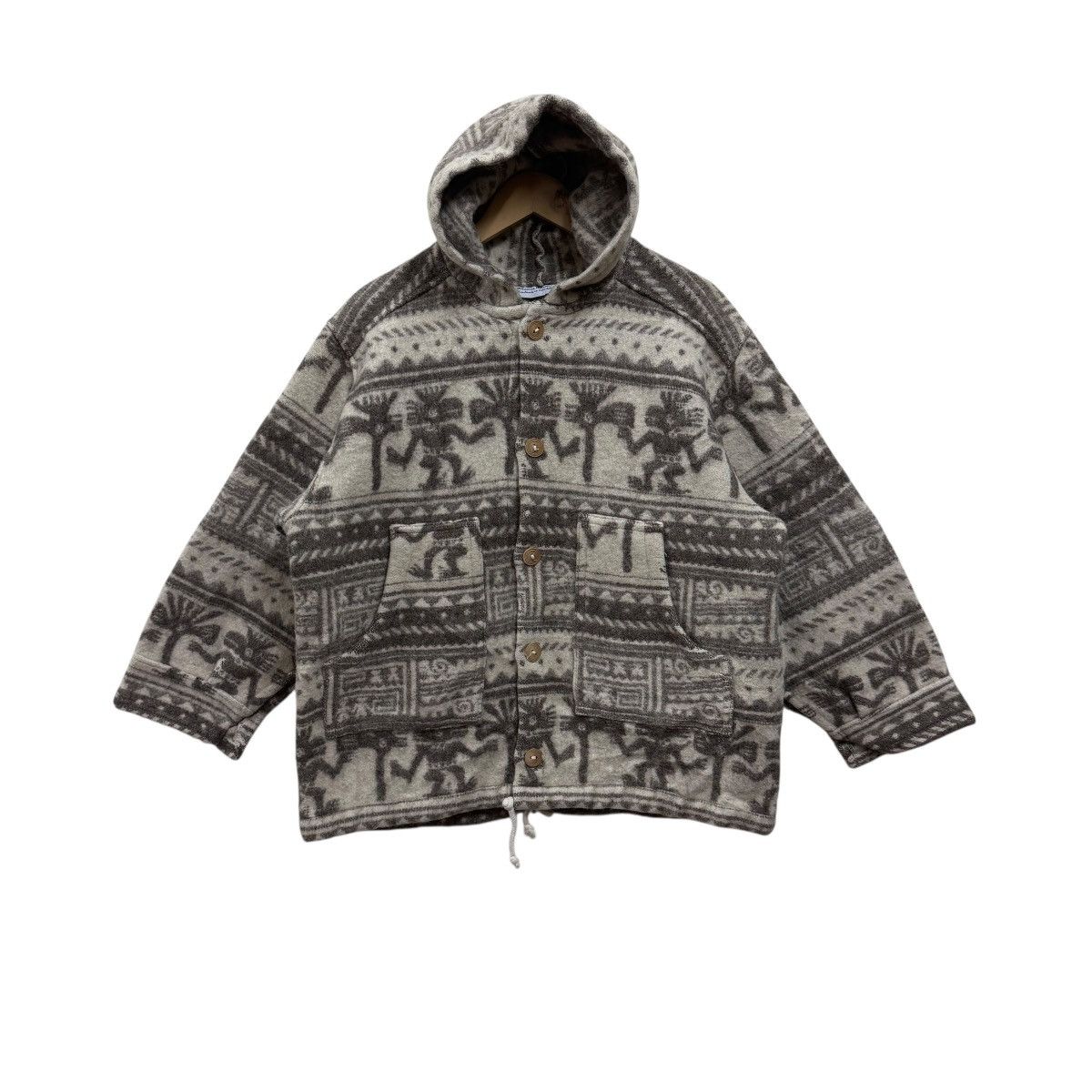 Vintage Aztec Tribal Wool Hoodie Jacket