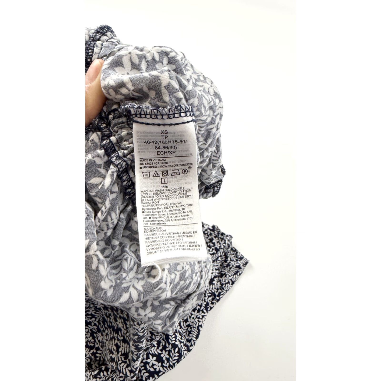 Gap Gap Jumpsuit Womens XS Navy Blue White Floral Wide Leg Tie Strap Rayon Casual Size 26" / US 2 / IT 38 - 4 Thumbnail