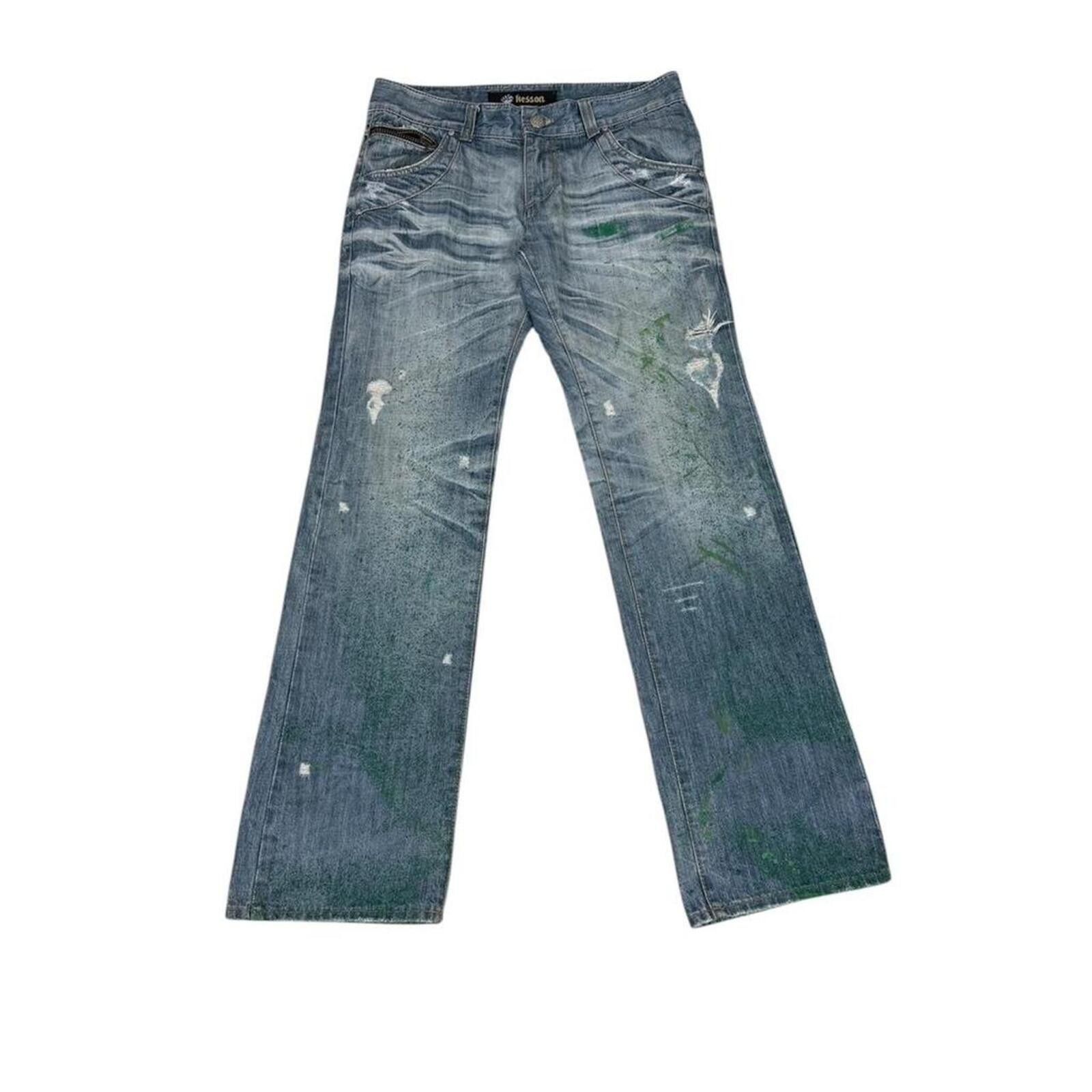 Other Y2K Style Kesson blue jeans with green paint splatter Size US 32 / EU 48 - 1 Thumbnail