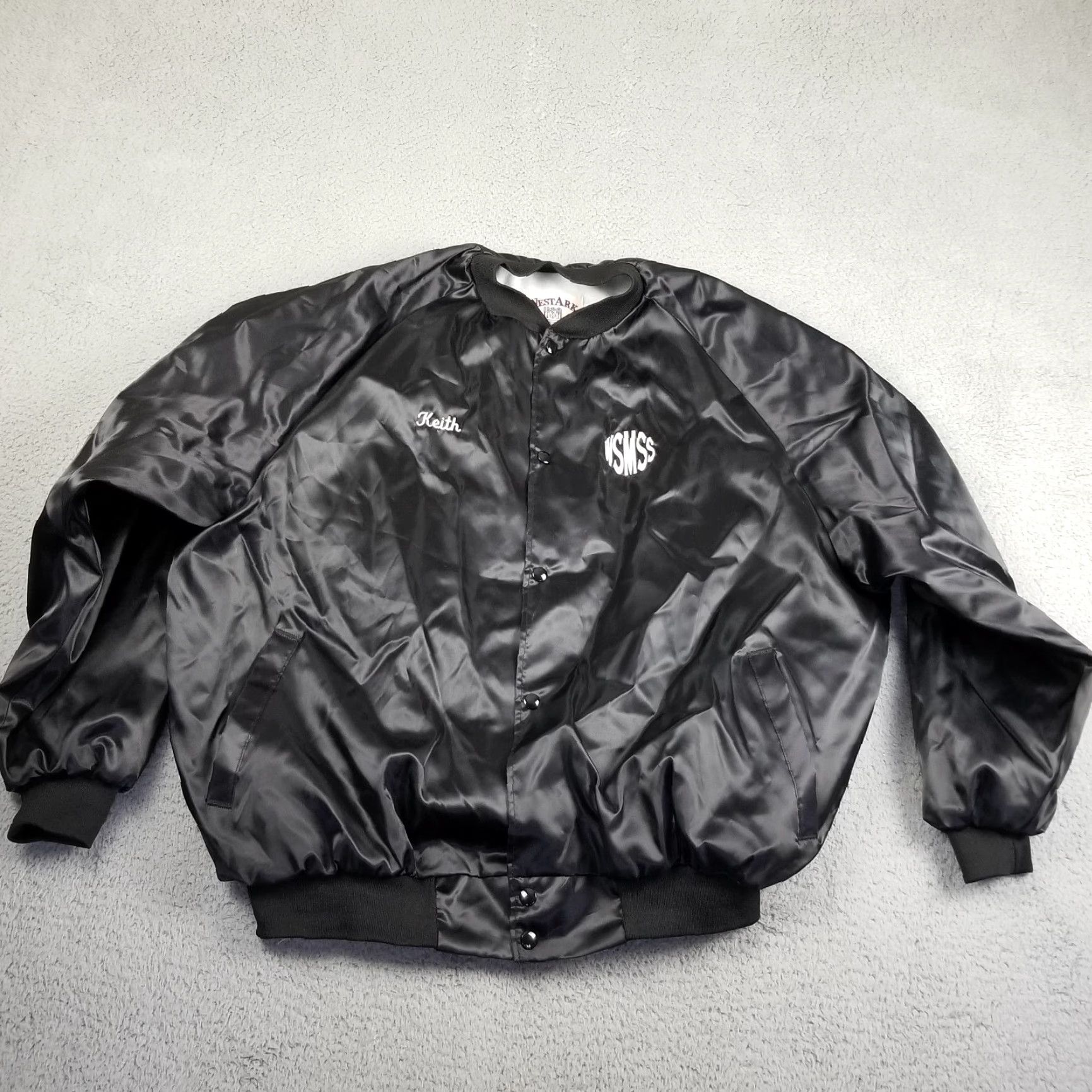 Vintage VINTAGE Satin Bomber Jacket Men 2XL Black WSMSS Cowboy Western 80s 90s Keith Mens Jacket Size US XXL / EU 58 / 5 - 3 Thumbnail