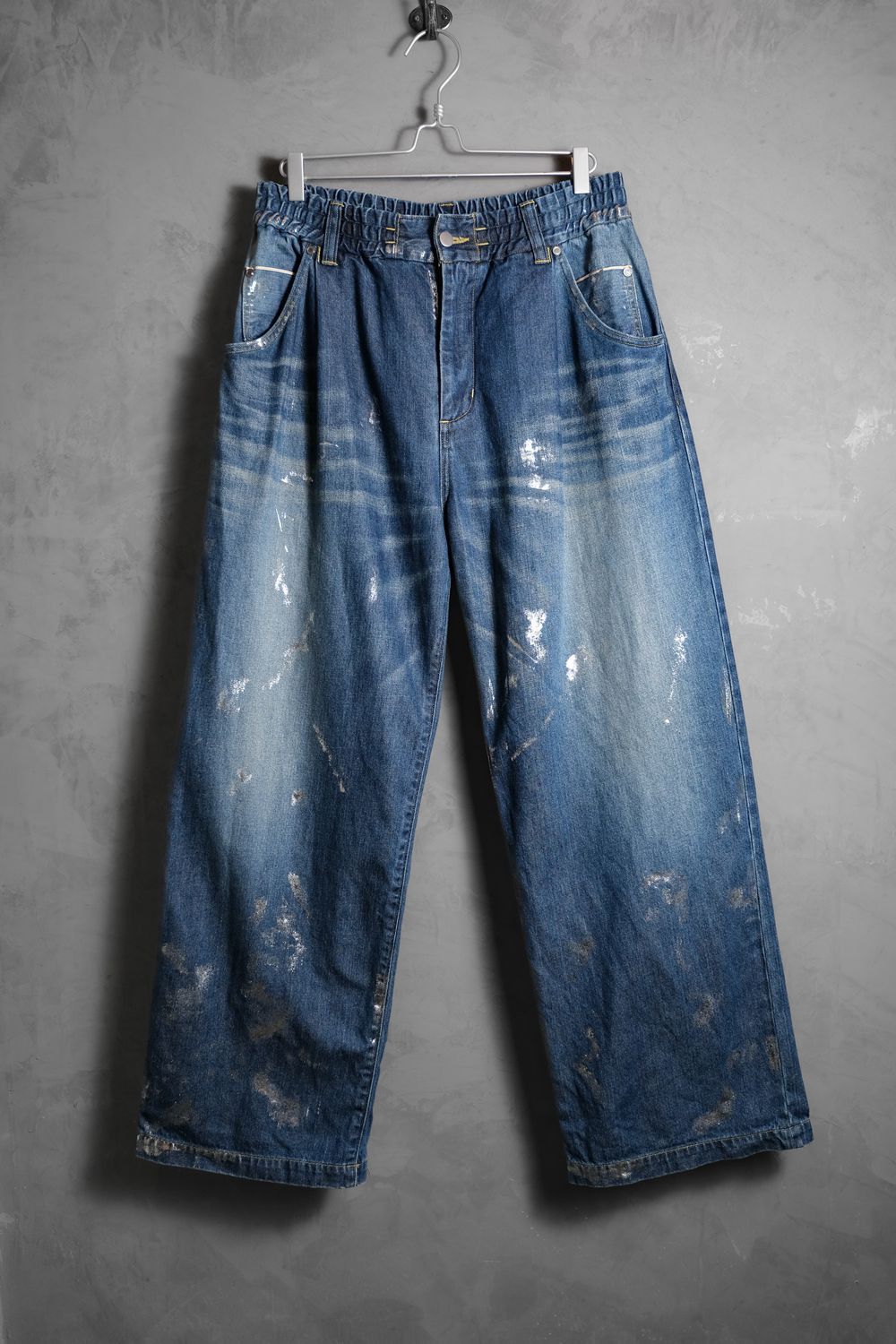 CLESSTE Silver Print Vintage Wash Selvedge Denim Wide Pants