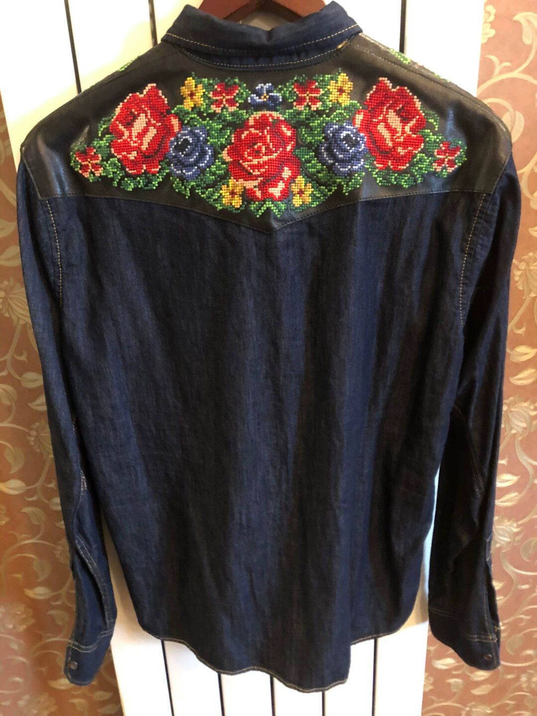 Dsquared2 Dsquared2 Embroidered Leather-Paneled Denim Shirt 48 Size US M / EU 48-50 / 2 - 2 Thumbnail