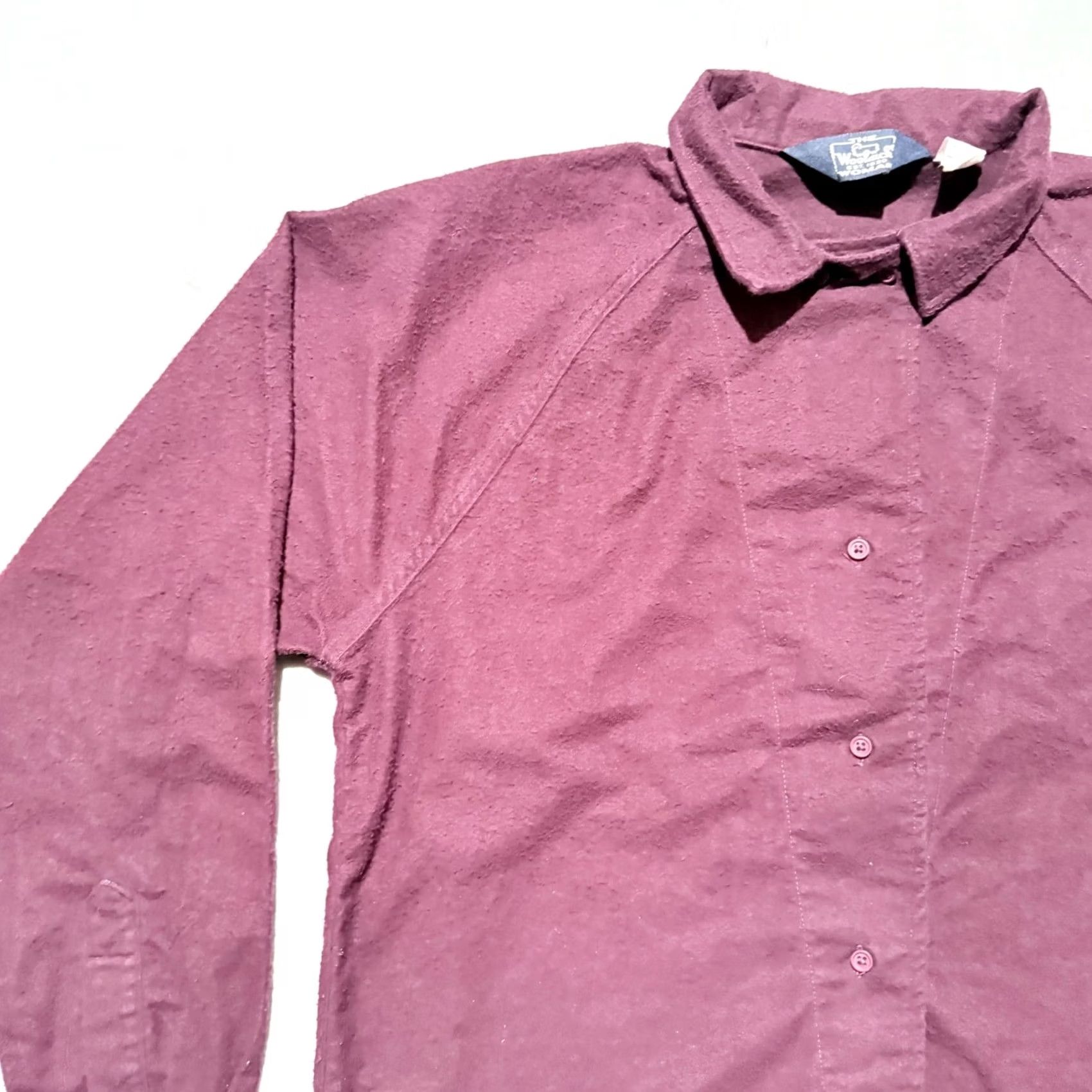Vintage VINTAGE Woolrich Shirt Women Burgundy USA Made Hidden Button Placket Top - Large Size L / US 10 / IT 46 - 6 Thumbnail