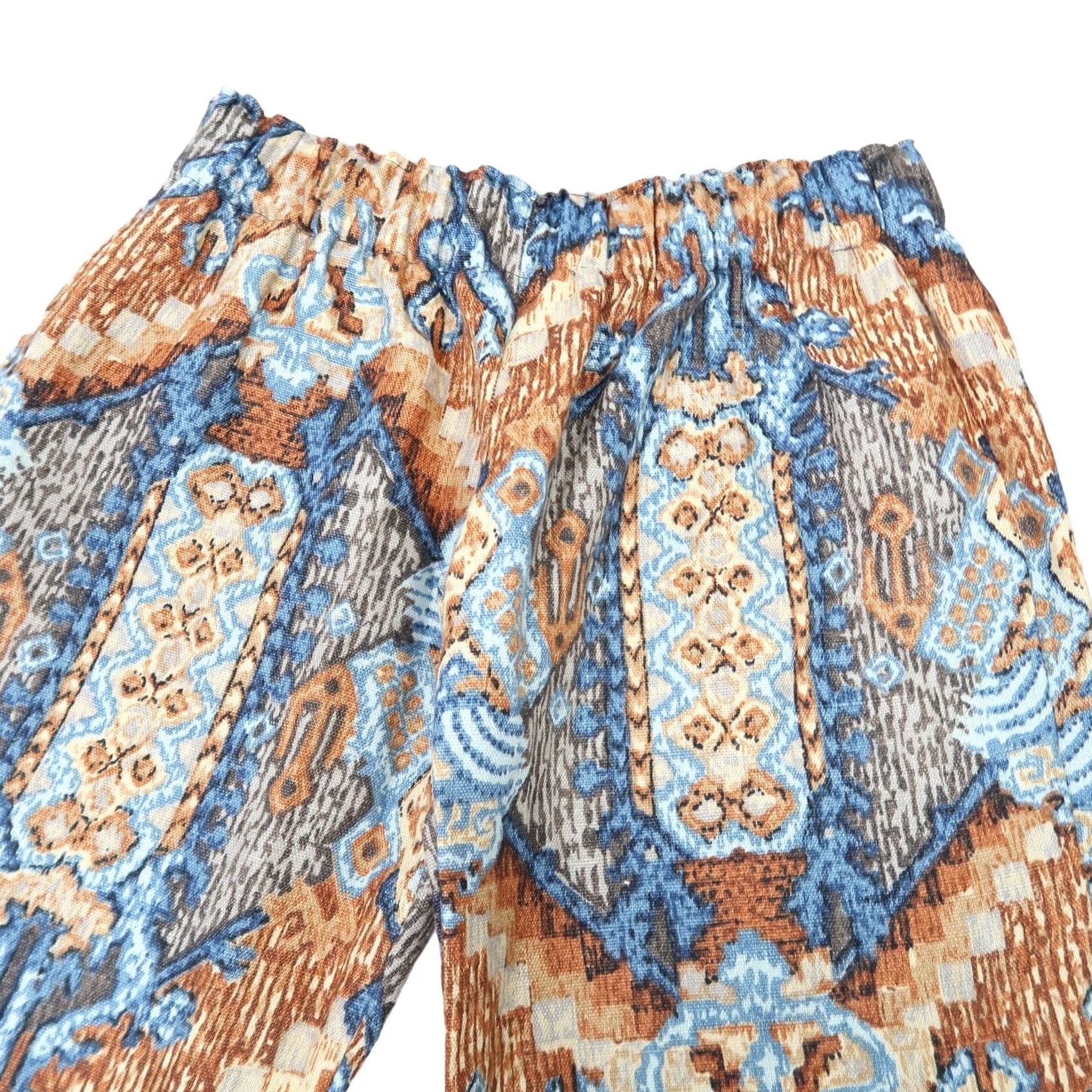 Vintage VINTAGE blue and brown tapestry print low rise flare pants S Women Pants Flared Casual 90s? Size 28" / US 6 / IT 42 - 2 Thumbnail