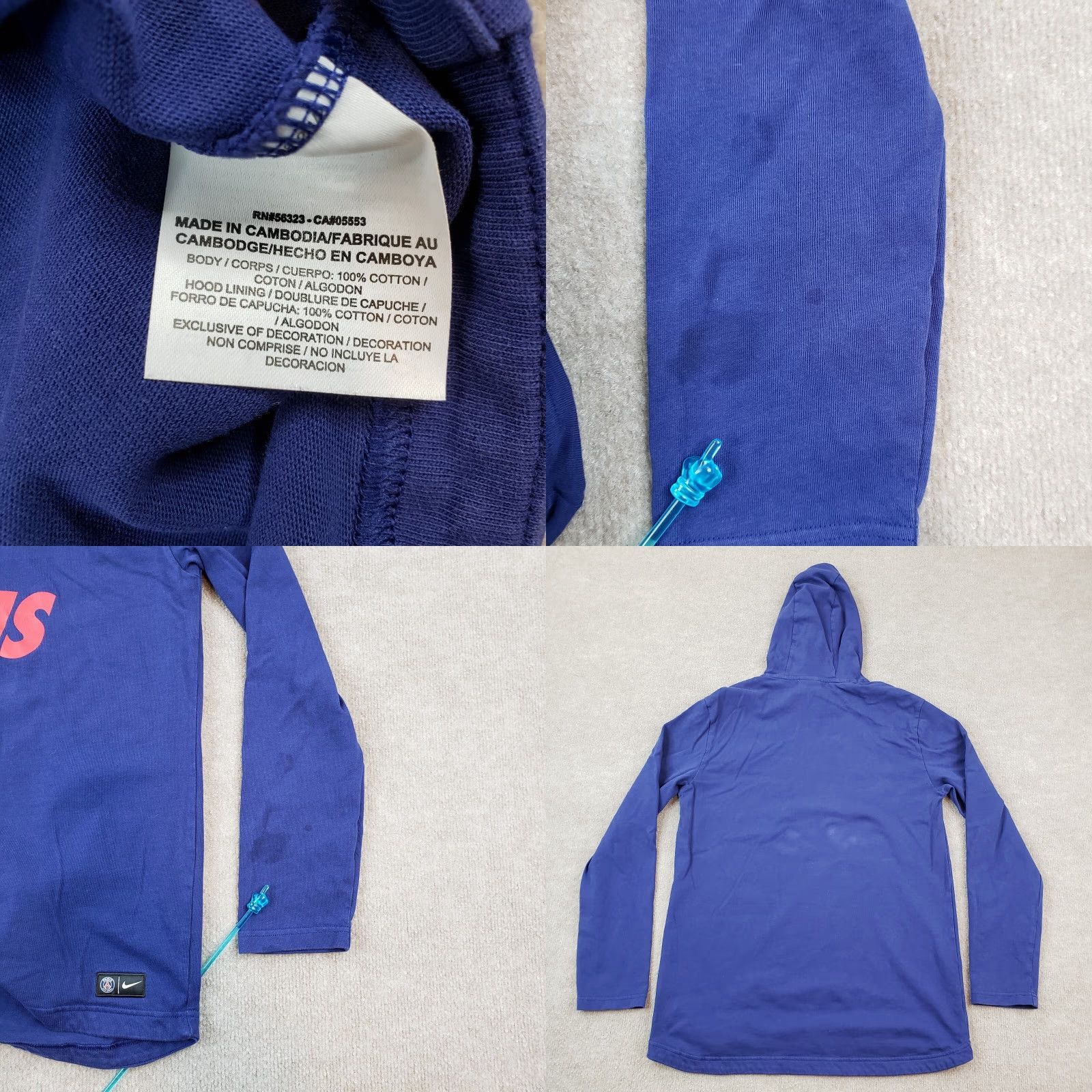 Nike Nike Hoodie Mens Large Purple Paris Saint-Germain Hooded Sweatshirt Long Sleeve Adult Large Purple PSG Hooded Nike Shirt Mens 90s? Size US L / EU 52-54 / 3 - 8 Thumbnail