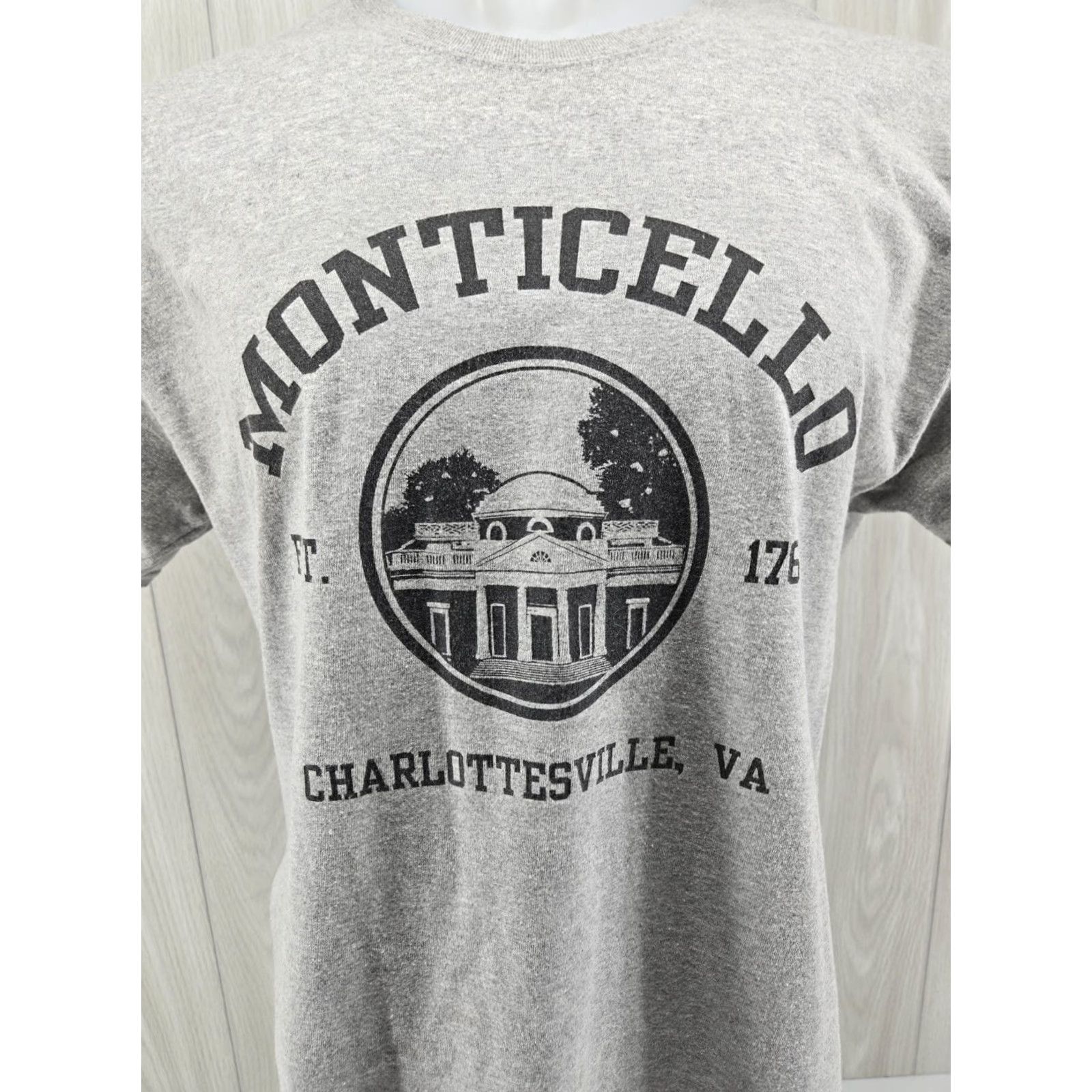 Gildan VINTAGE Monticello Charlottesville VA Gray T Shirt Large Gildan Men Short Sleeve Crew Neck Graphic Print Shirt Size US L / EU 52-54 / 3 - 3 Thumbnail
