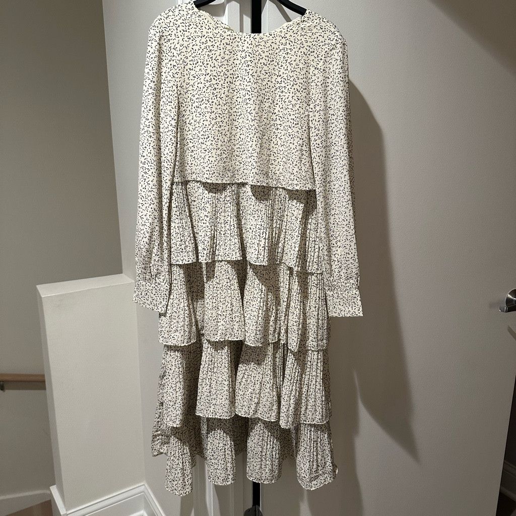 Zara Tiered Ruffle Dots Midi Dress Size L / US 10 / IT 46 - 4 Thumbnail