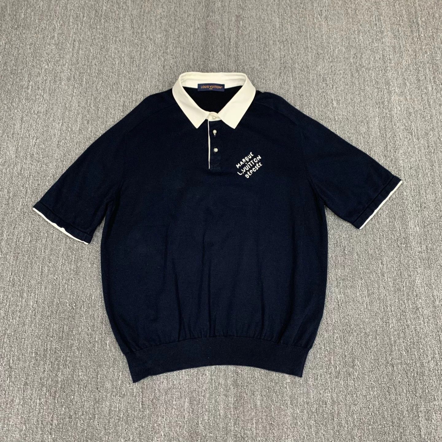 Louis Vuitton LV Pharrell Navy Embroidered Pearl Polo XXL 95 New Size US XXL / EU 58 / 5 - 1 Thumbnail