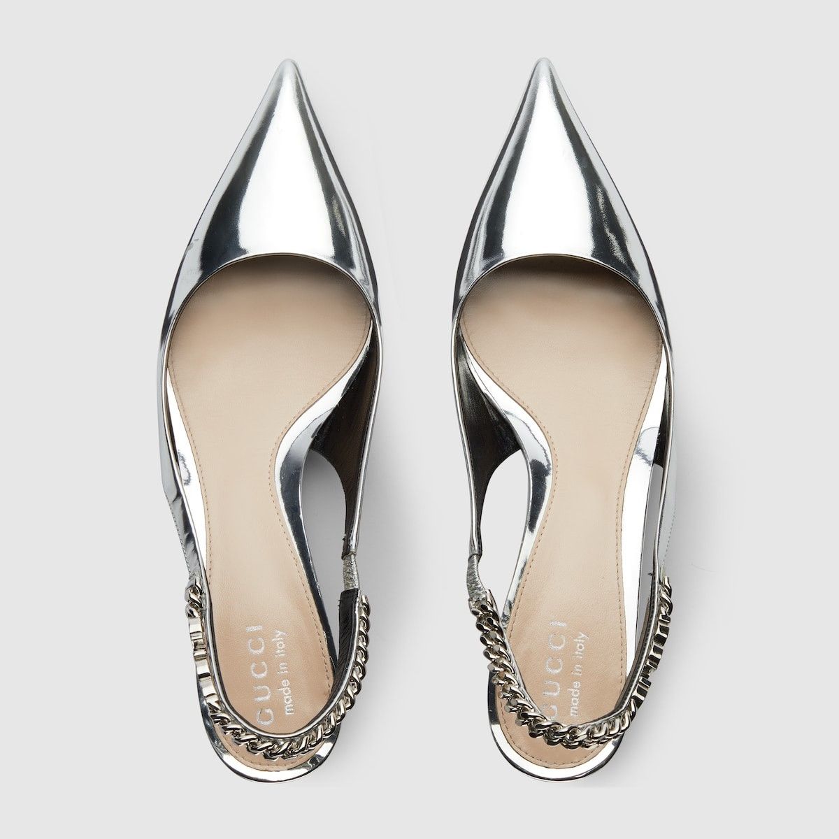 Gucci oc11z1025 Signoria Slingback Pumps in Silver Metallic Size US 8.5 / IT 38.5 - 5 Thumbnail
