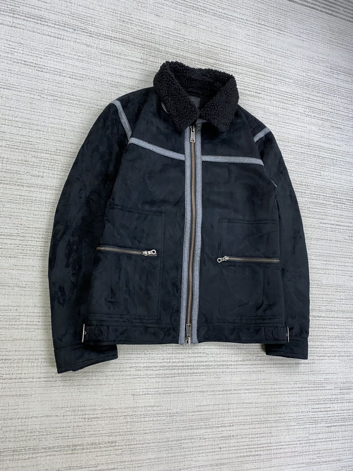 Boycott × Le Grande Bleu (L.G.B.) × Vintage Vtg Boycott Shearling Lined Zip Up Jacket with Contrast Trim Size US M / EU 48-50 / 2 - 3 Thumbnail