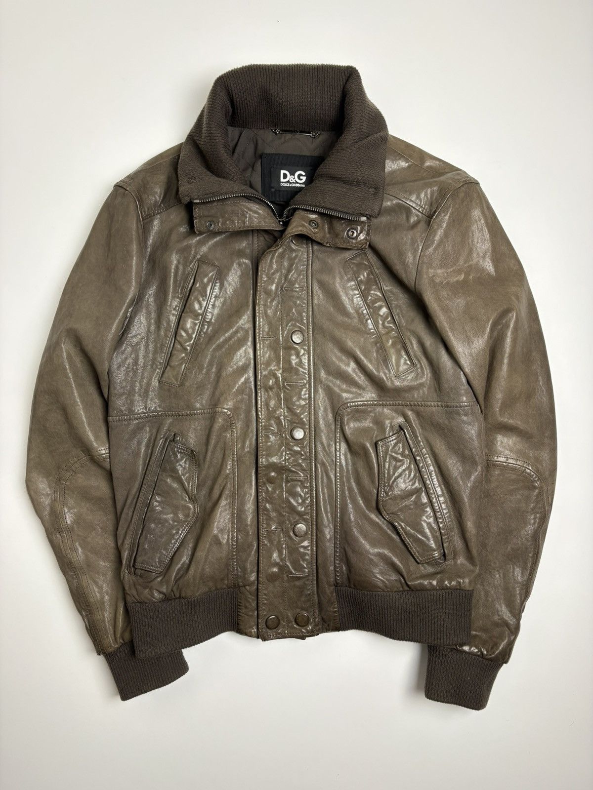 Dolce & Gabbana Dolce & Gabbana Vintage Leather Bomber Jacket Size US M / EU 48-50 / 2 - 10 Thumbnail