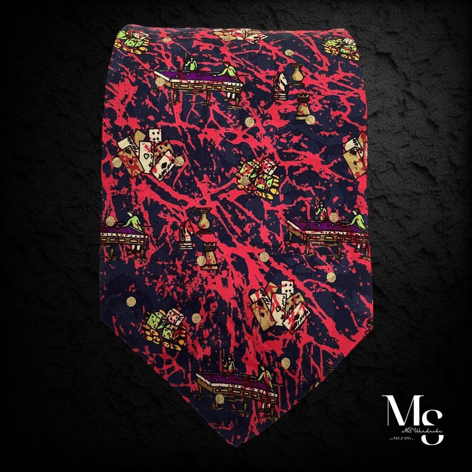 Brioni BRIONI Red Blue Art Print With Chees & Pool Luxury Silk Tie Size ONE SIZE - 5 Thumbnail