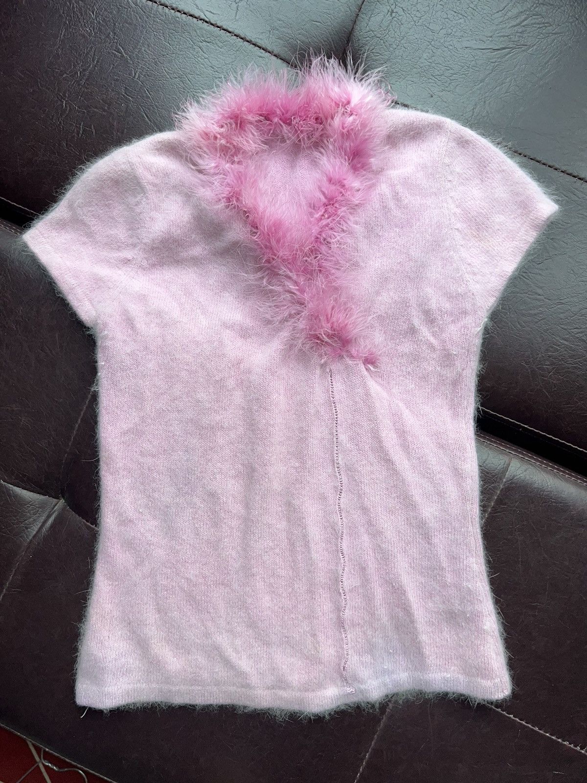 Japanese Brand Y2k pastel pink mohair fur top 💗🎀 Size S / US 4 / IT 40 - 2 Thumbnail