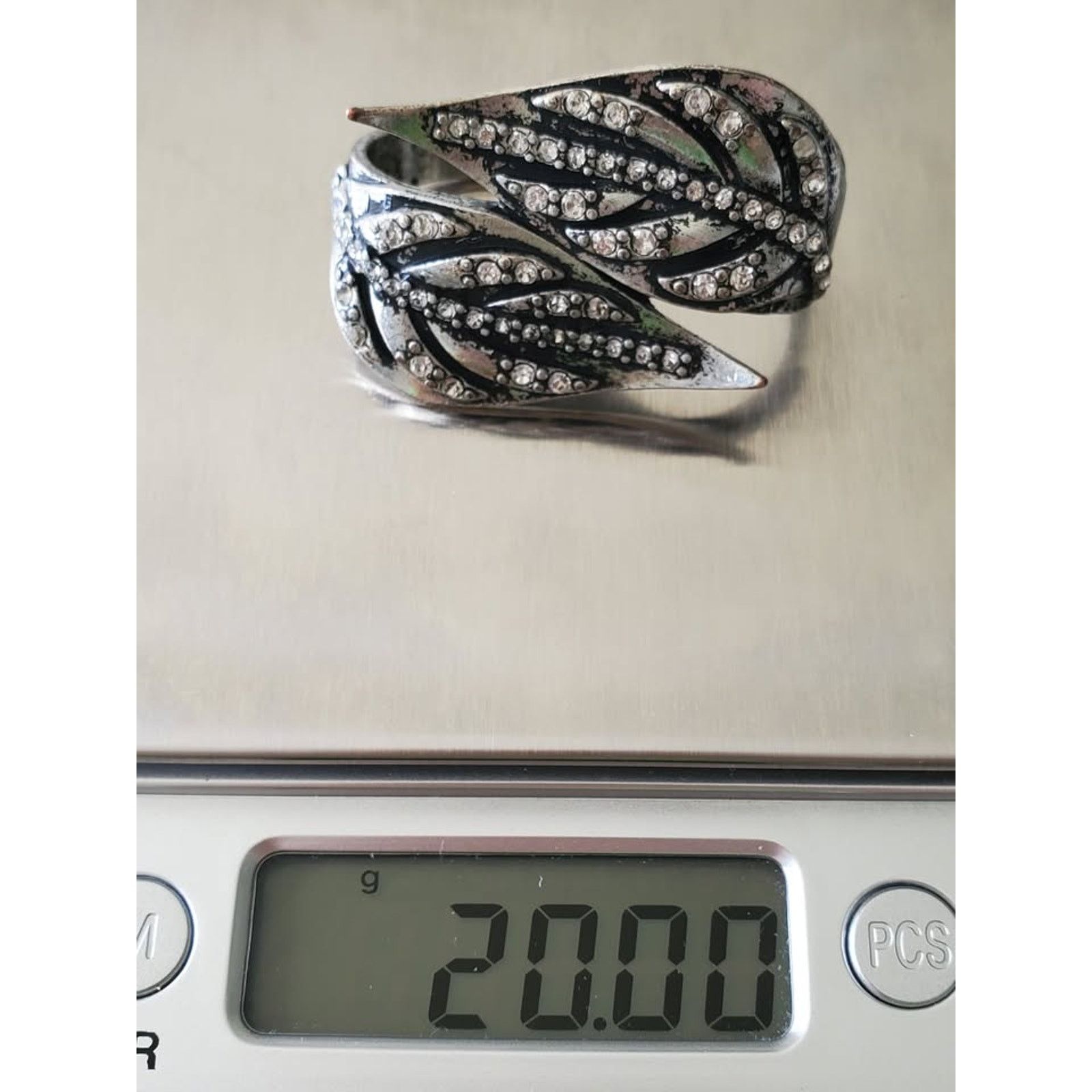 Other Vintage Double Leaf and Rhinestone Ring Size ONE SIZE - 9 Thumbnail