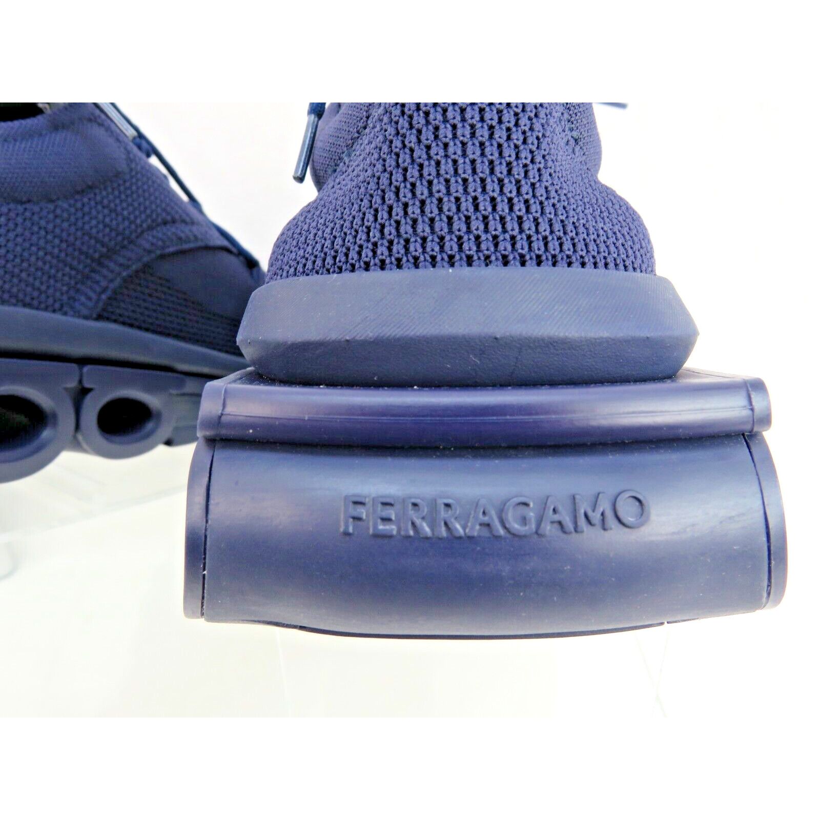 Salvatore Ferragamo DARK BLUE NIMA LEATHER MESH LOGO LOW SNEAKERS US 13 46 ITALY Size US 13 / EU 46 - 9 Thumbnail