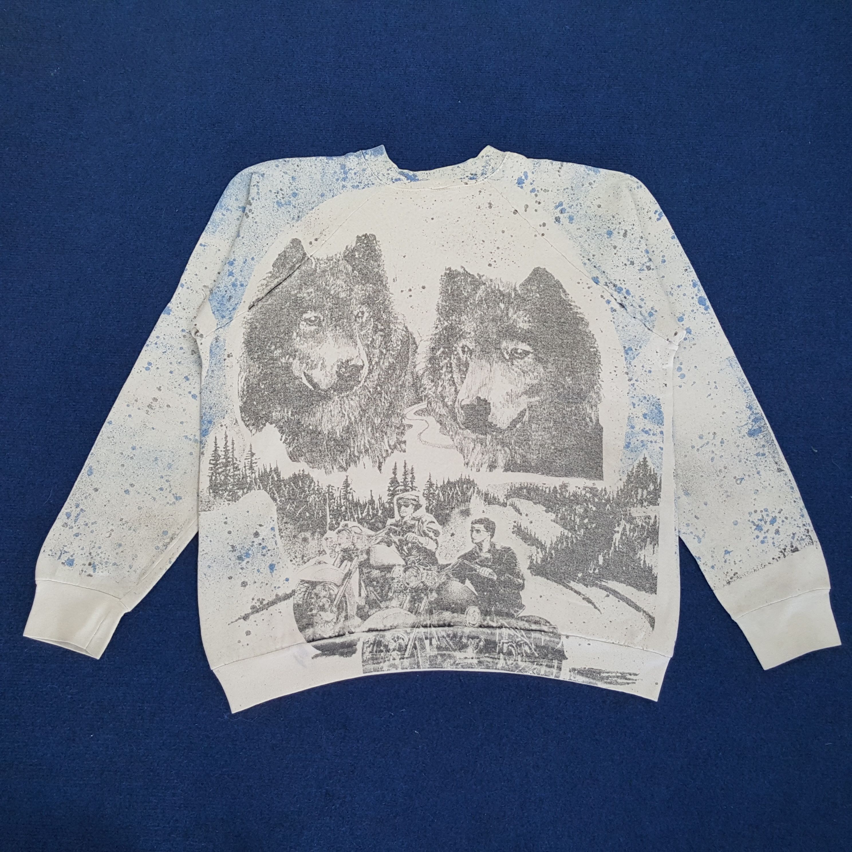 Vintage Vintage Wolf Motorcycle Art Winter Sweatshirt Size US L / EU 52-54 / 3 - 5 Thumbnail