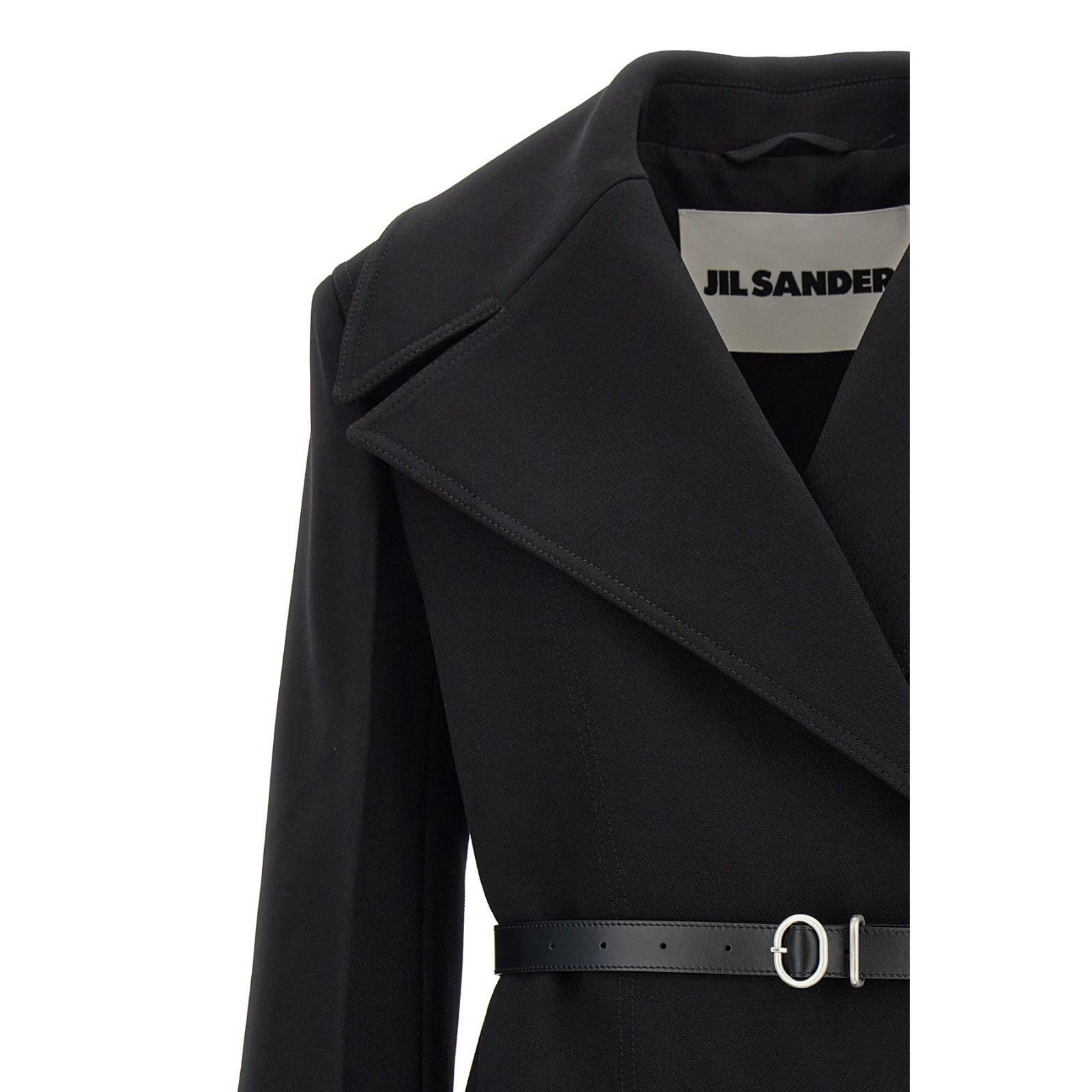 Jil Sander JIL SANDER Double Breasted Black Wool Long Coat New & Authen Size ONE SIZE - 3 Thumbnail