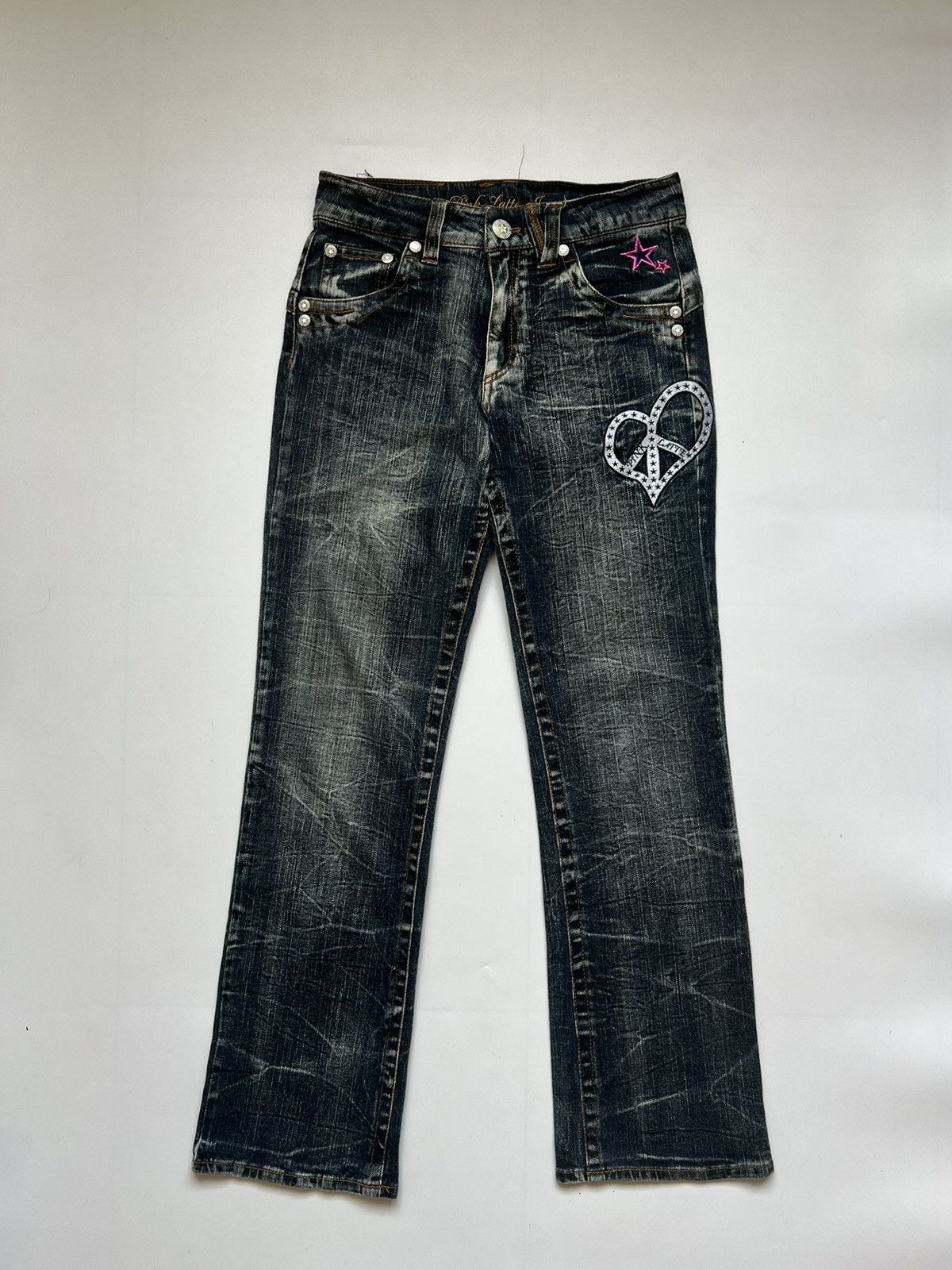 Japanese Brand Japanese Flared Pink Latte Embroidered Denim Size US 28 / EU 44 - 1 Thumbnail