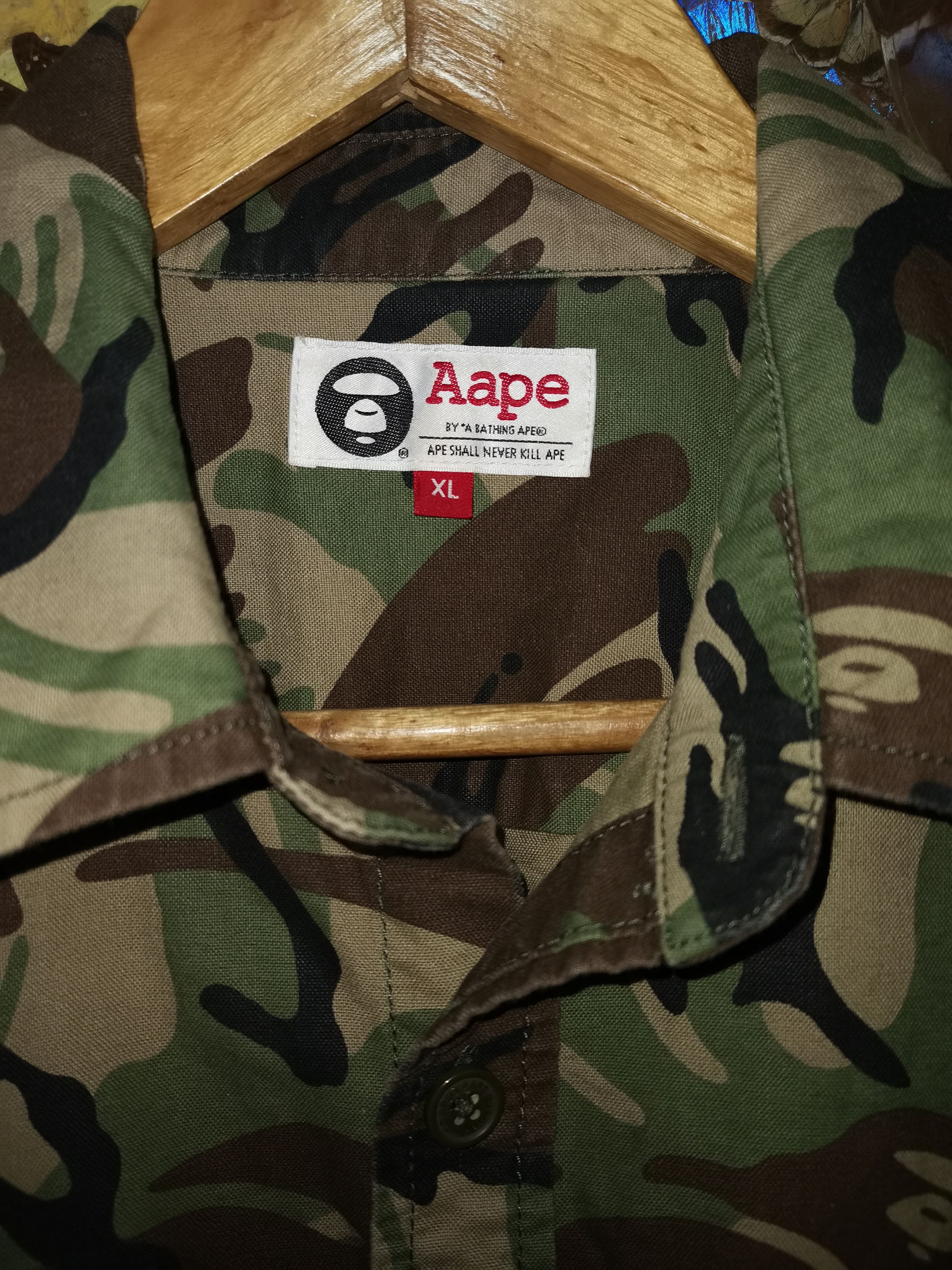 Aape AAPE by A Bathing Foot Soldier Patch Camo Shirt Size US XL / EU 56 / 4 - 6 Thumbnail