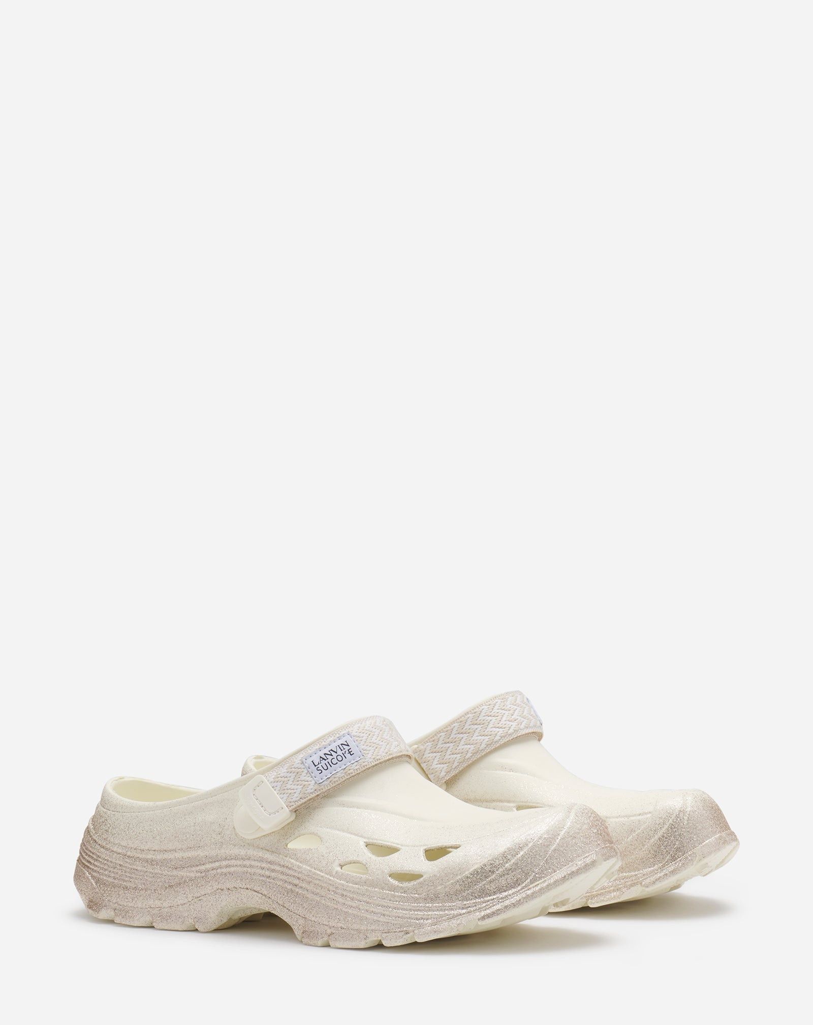 Lanvin o1w1db10125 Glittery Rubber Clogs in Cream/Black Size US 8 / EU 41 - 2 Thumbnail