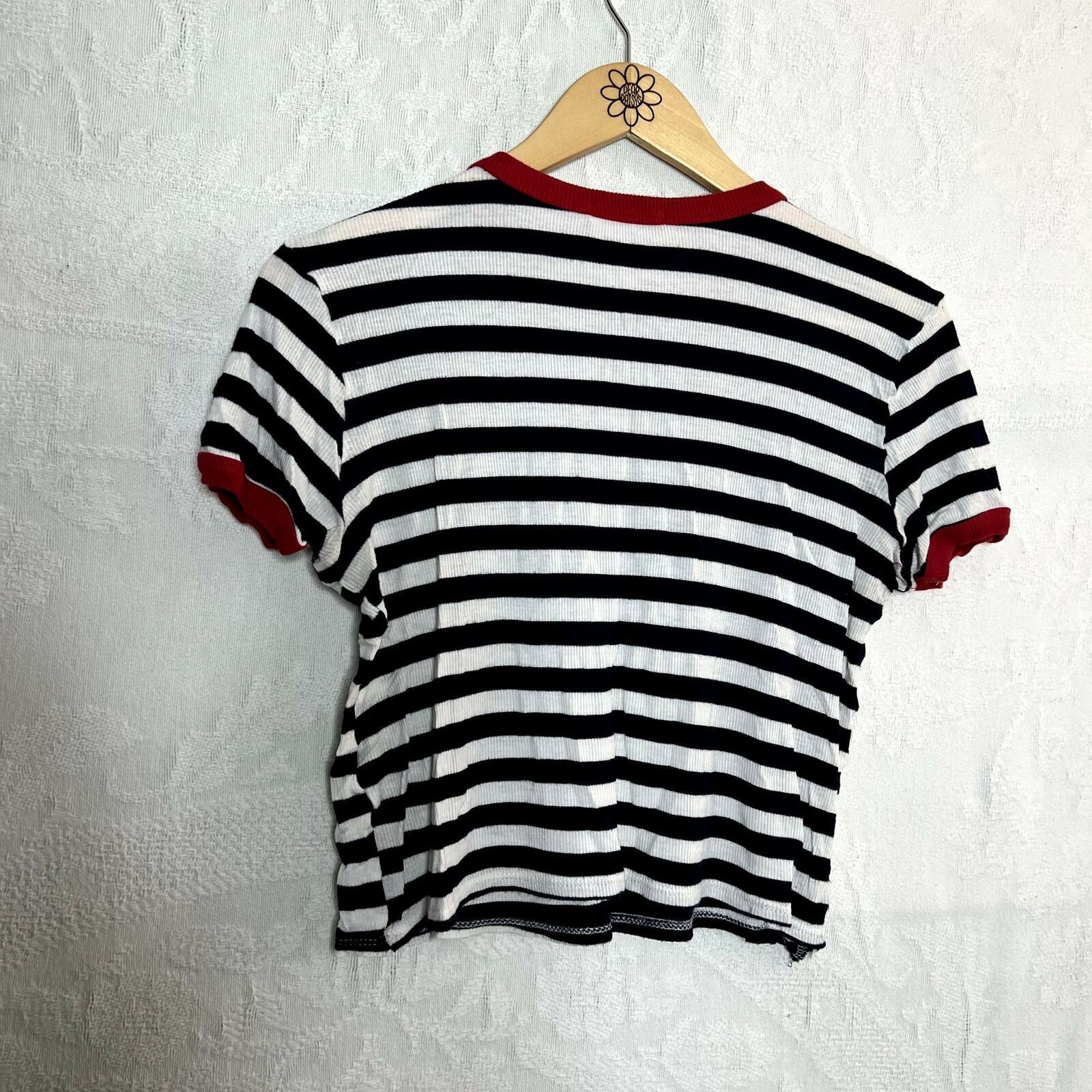 Tres Bien Tres Bien Striped Short Sleeve Crop Tee Size L / US 10 / IT 46 - 5 Thumbnail