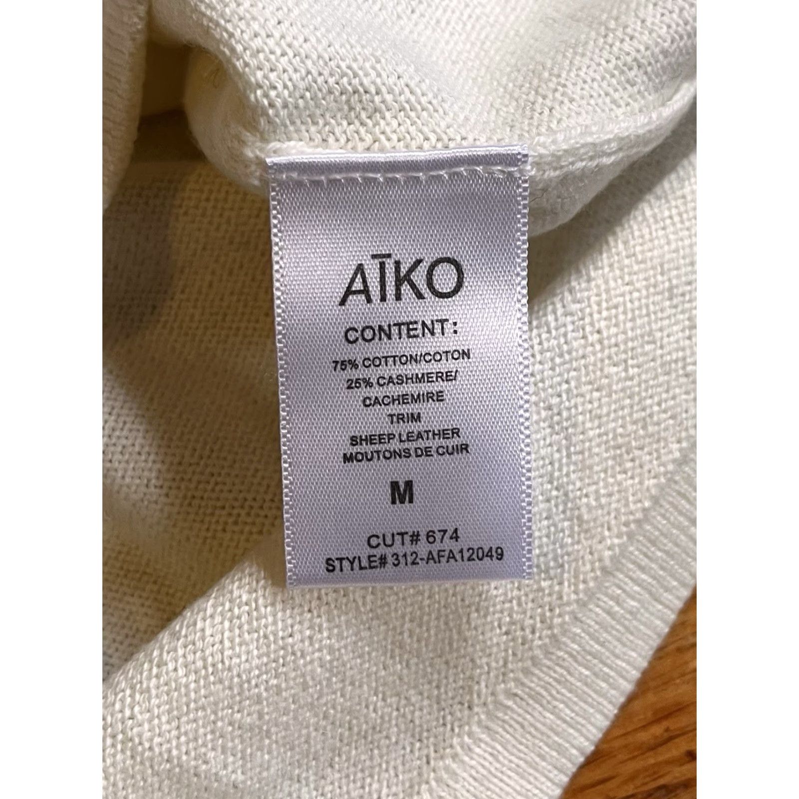 Vintage AIKO Leather Sleeve Sweater Women’s Medium White Size M / US 6-8 / IT 42-44 - 6 Thumbnail