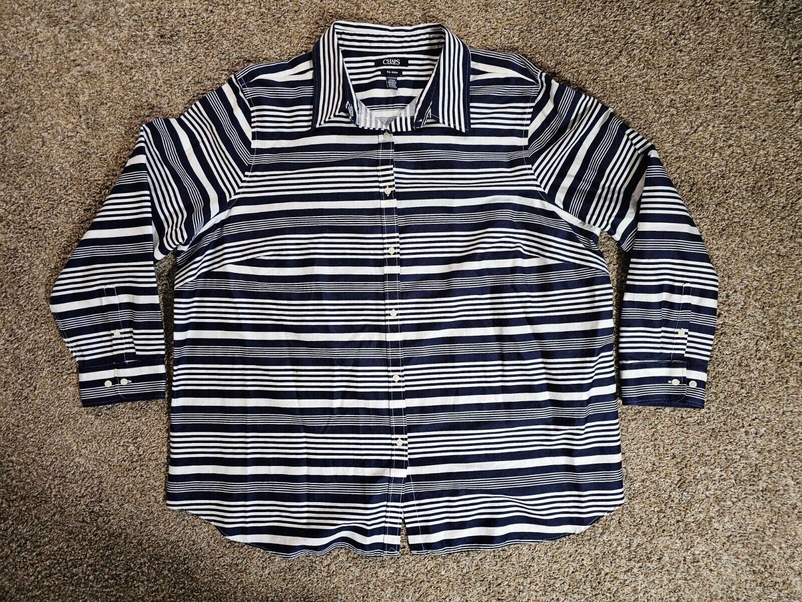 Chaps Chaps Women 3X Blue Striped 3/4 Sleeve No Iron - Fabric Pull Size 3XL / US 20-22 - 1 Thumbnail