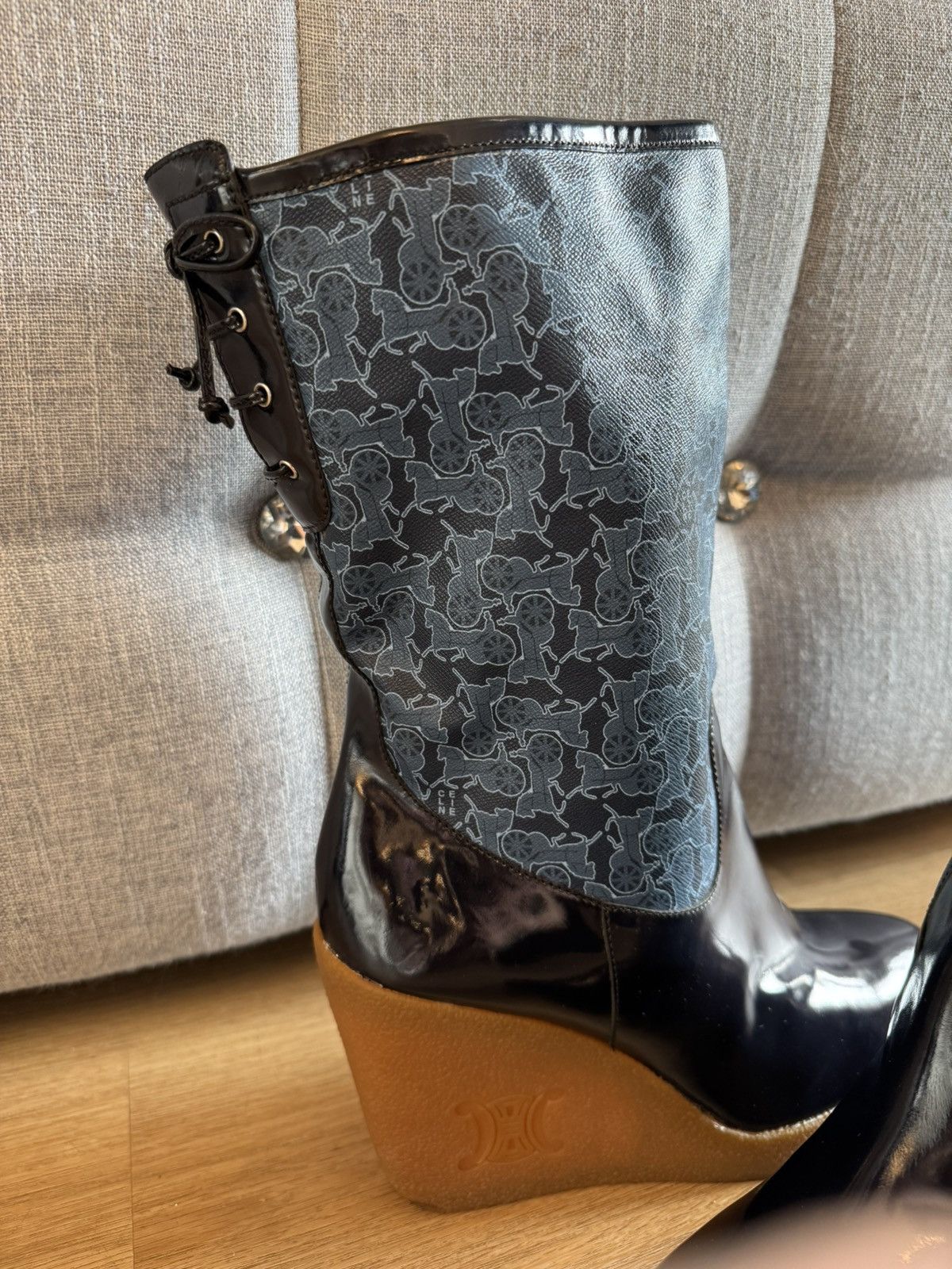 Celine Celine Paris Monogram Navy boots 40 ankle boots womens boots Size US 10 / IT 40 - 5 Thumbnail