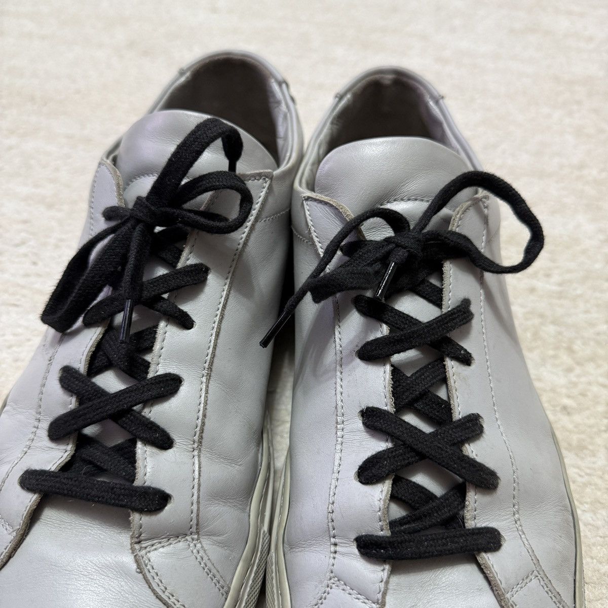 Common Projects Common Projects 1528 Achilles Low Top Grey Leather Sneakers Size US 12 / EU 45 - 6 Thumbnail