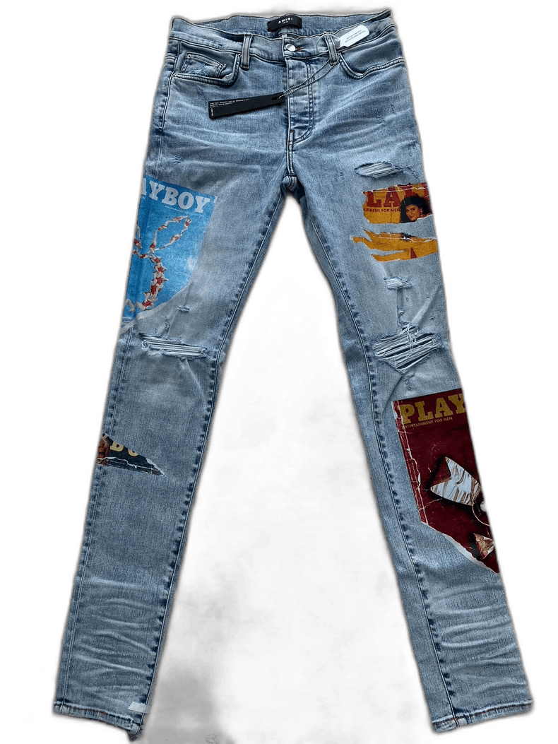 AMIRI プレイボーイロゴ デニム AMIRI Denim Playboy Magazine Skinny Jeans Blue メンズ - SS23
