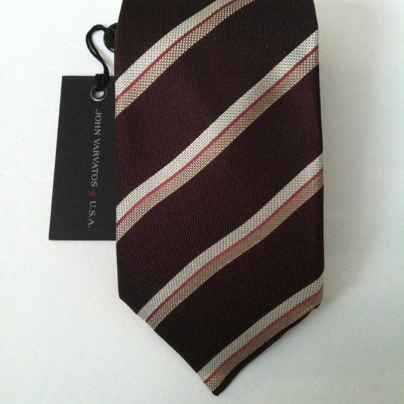 John Varvatos JOHN VARVATOS MEN'S NEW BROWN SILK TIE WIDTH: 3" Size ONE SIZE - 1 Thumbnail