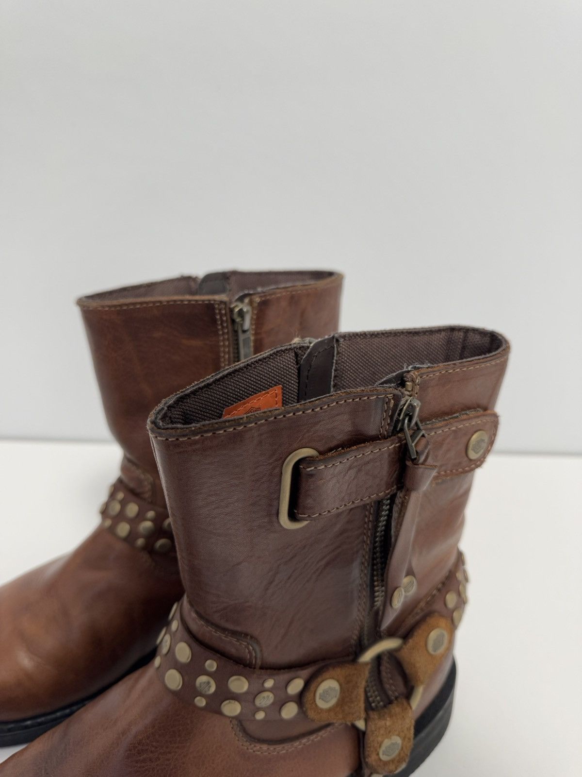 Harley Davidson × Vintage HARLEY DAVIDSON VADA Biker Boots Ankle Leather Bootie EUR-40 Size US 10 / IT 40 - 6 Thumbnail