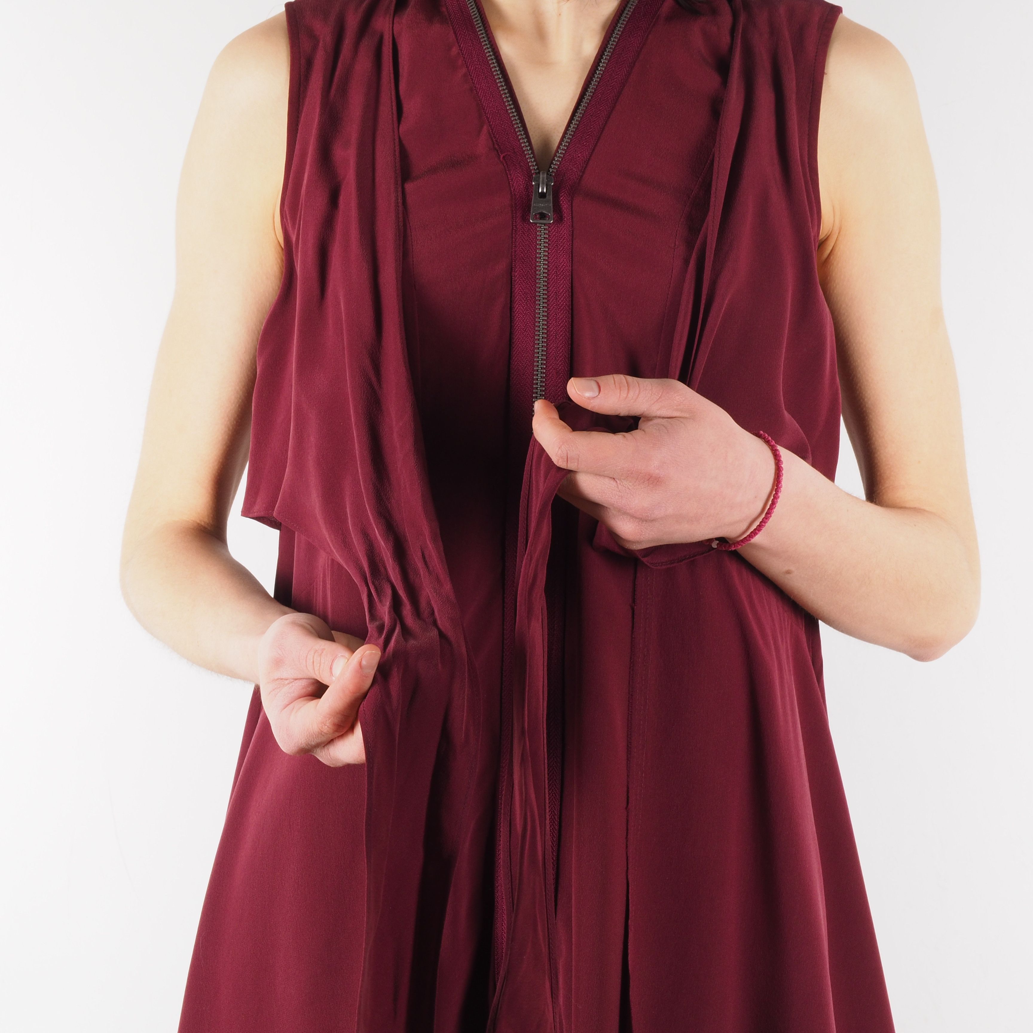AllSaints Jayda Burgundy Red Zip Silk Dress
