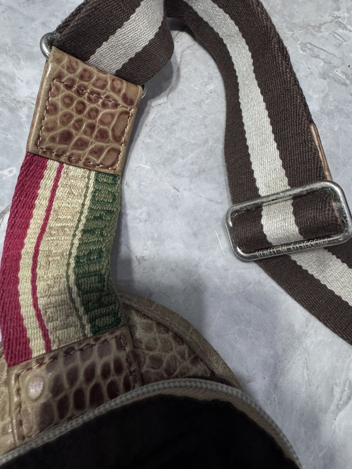 Orobianco OROBIANCO Italy Nylon & Croc-Embossed Leather Sling Bag Size ONE SIZE - 6 Thumbnail