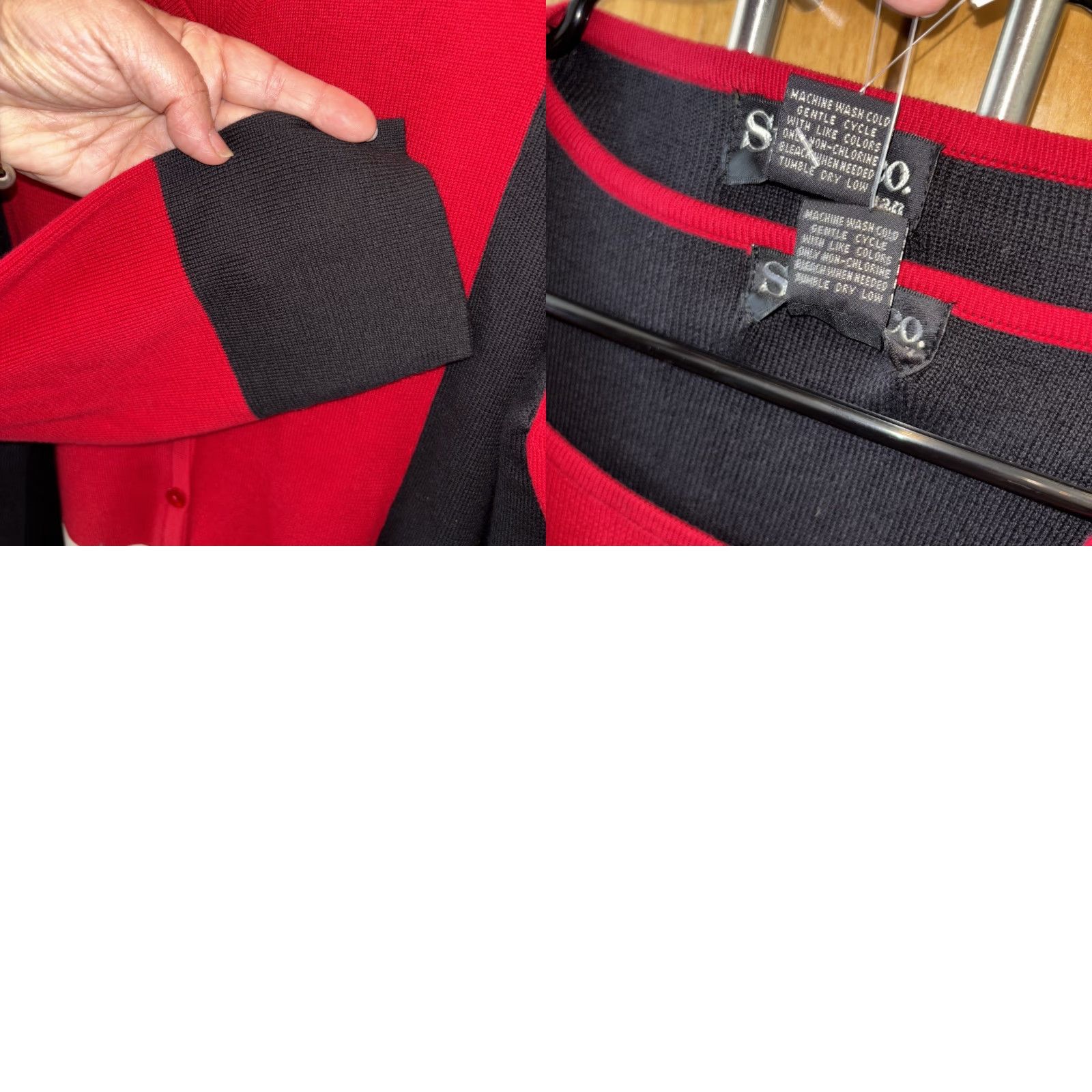 Style & Co VINTAGE Style & Co 2 Piece Women Sweater Set NEW Cardigan Tank 2X Red White Black Cotton Size XXL / US 16-18 / IT 52-54 - 8 Thumbnail