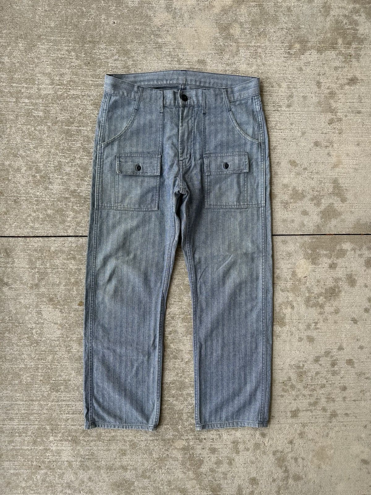 Vintage 1970s Vintage Hickory Pinstripe Cargo Bush Pants Size US 32 / EU 48 - 1 Thumbnail