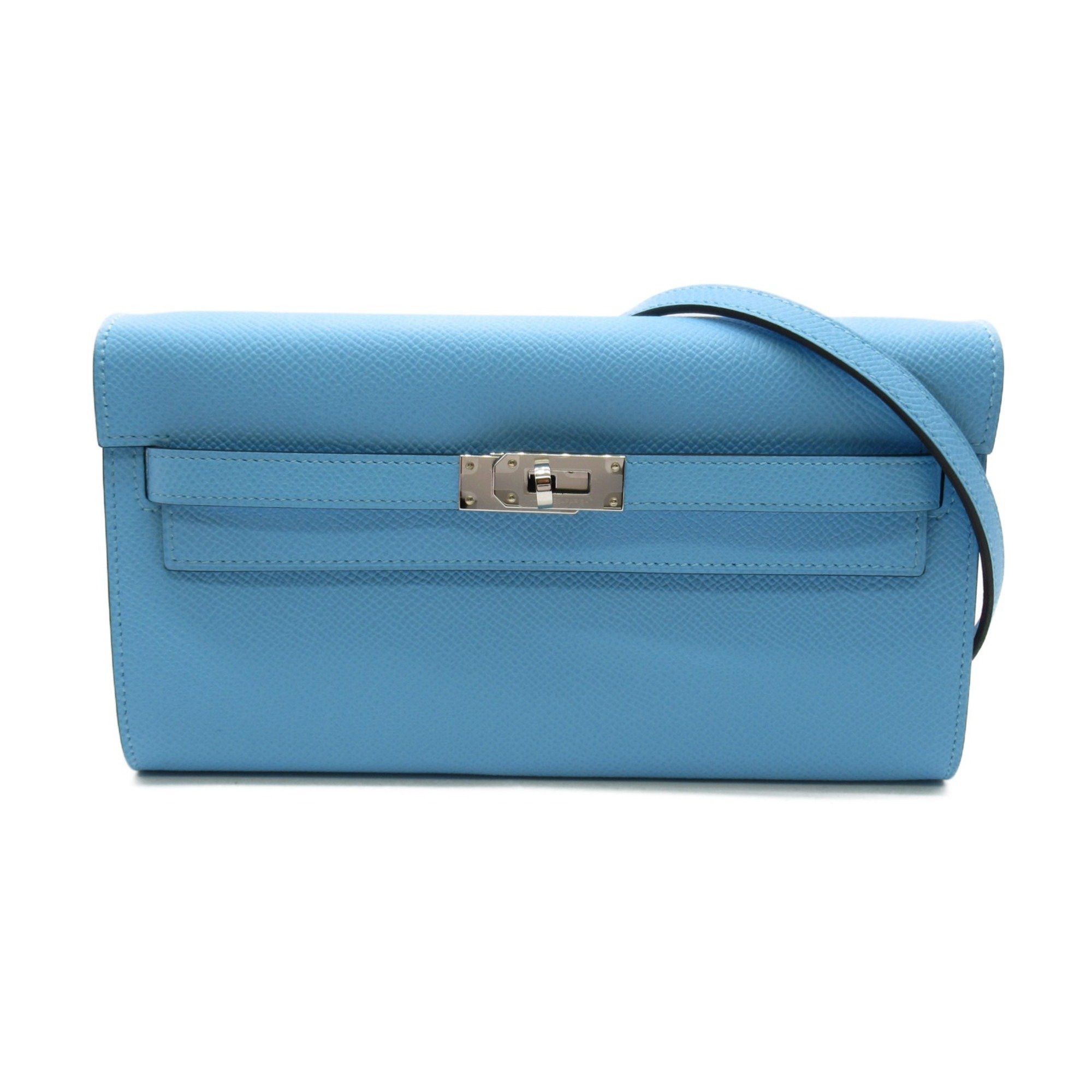 image of Hermes Kelly To Go Celeste Blue Celeste Epsom Leather, Women's