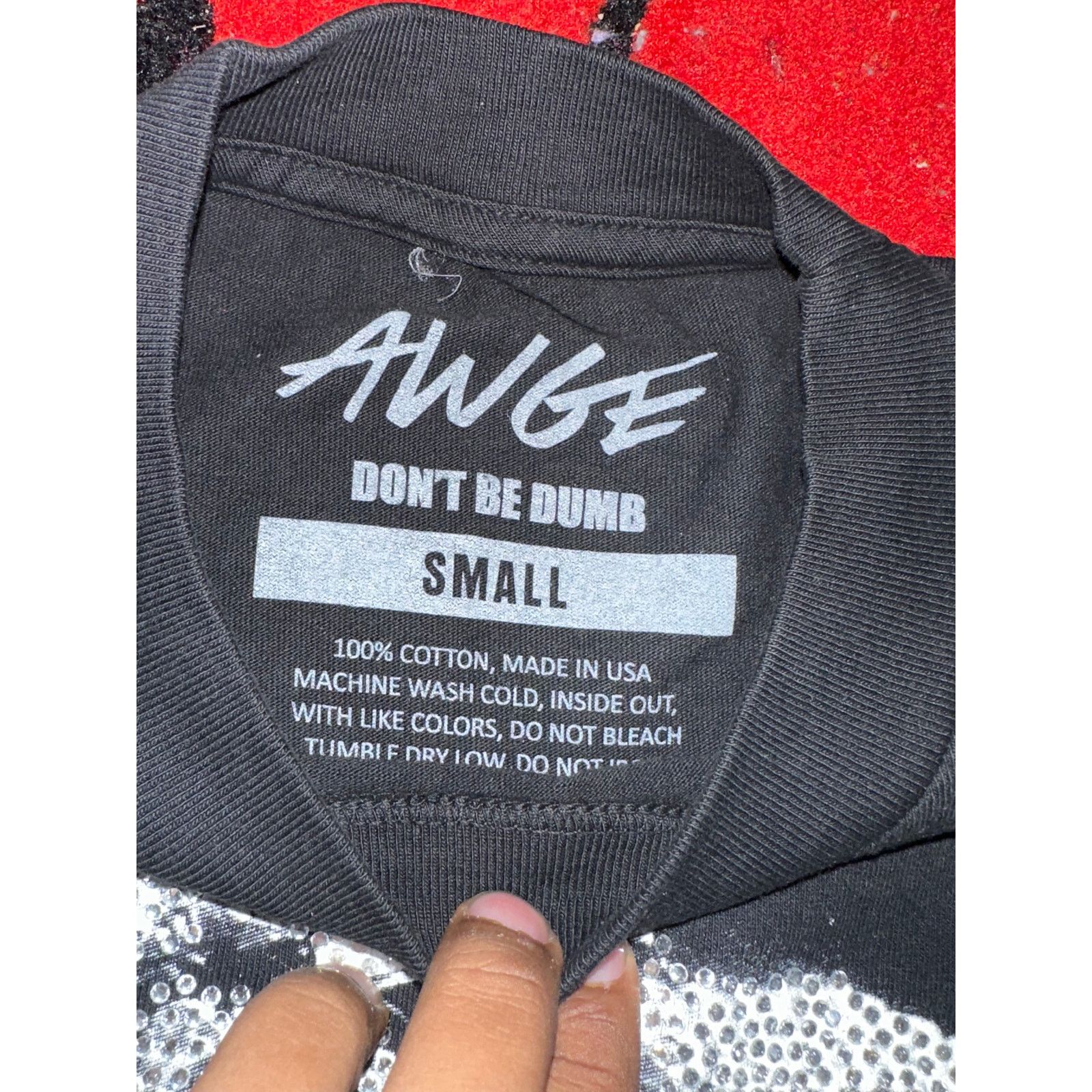 AWGE ASAP Rocky Don't Be Dumb Rhinestone Tee Official Sold