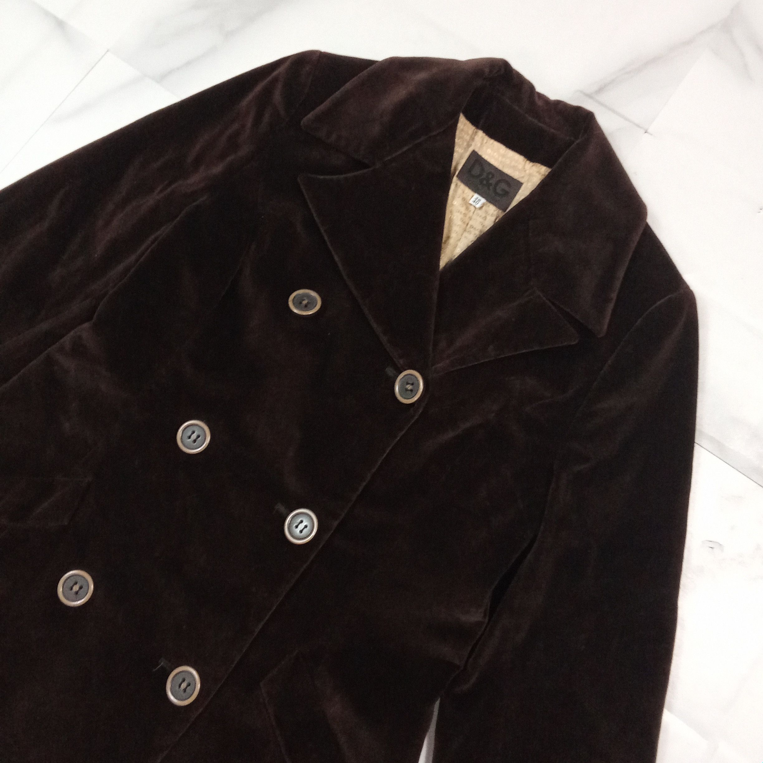Dolce & Gabbana Archive - D&G Velvet Chocolate Long Coat Size M / US 6-8 / IT 42-44 - 5 Thumbnail