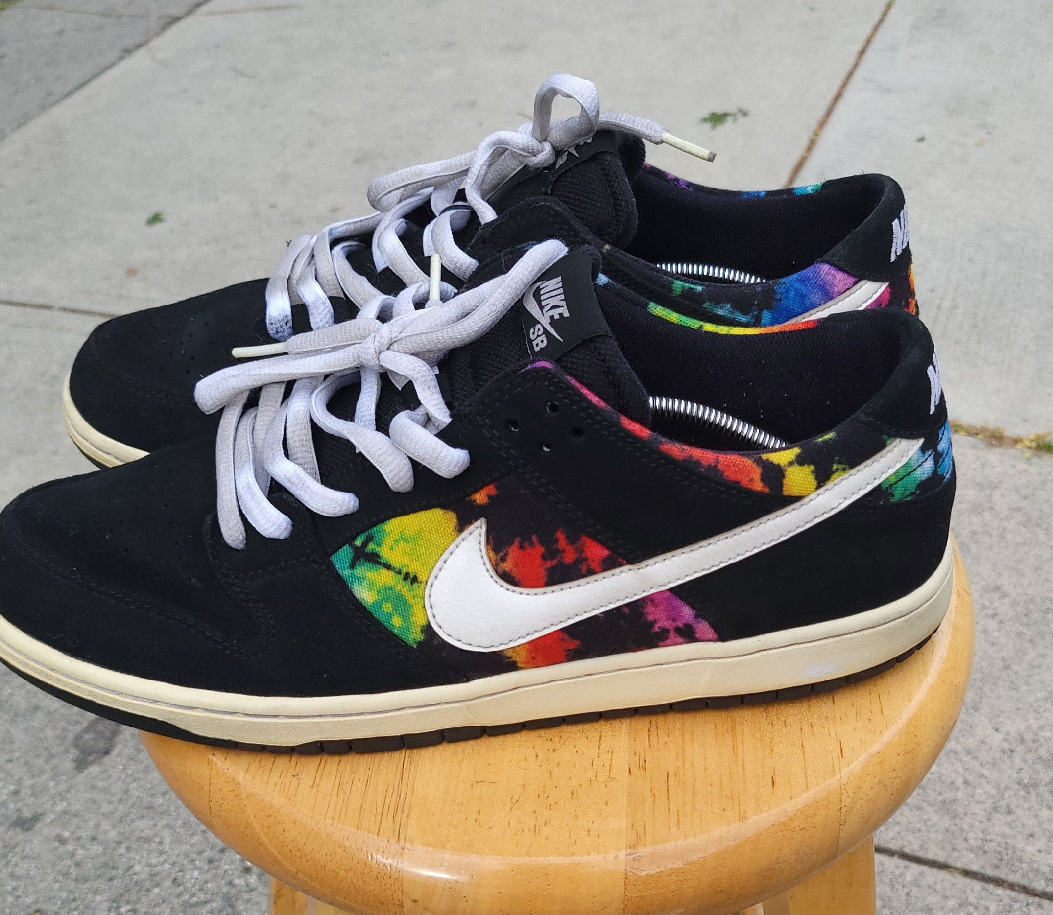 image of Ishod Wair Nike Dunk Pro Shoes in Black/Tie Dye, Men's (Size 12)