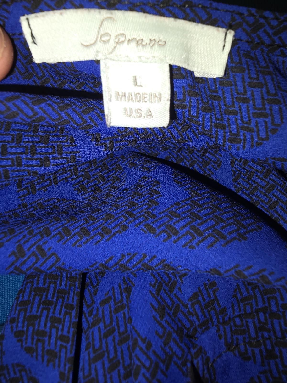 Designer Stylish Blue Patterned Cold Shoulder Top Size L / US 10 / IT 46 - 3 Thumbnail